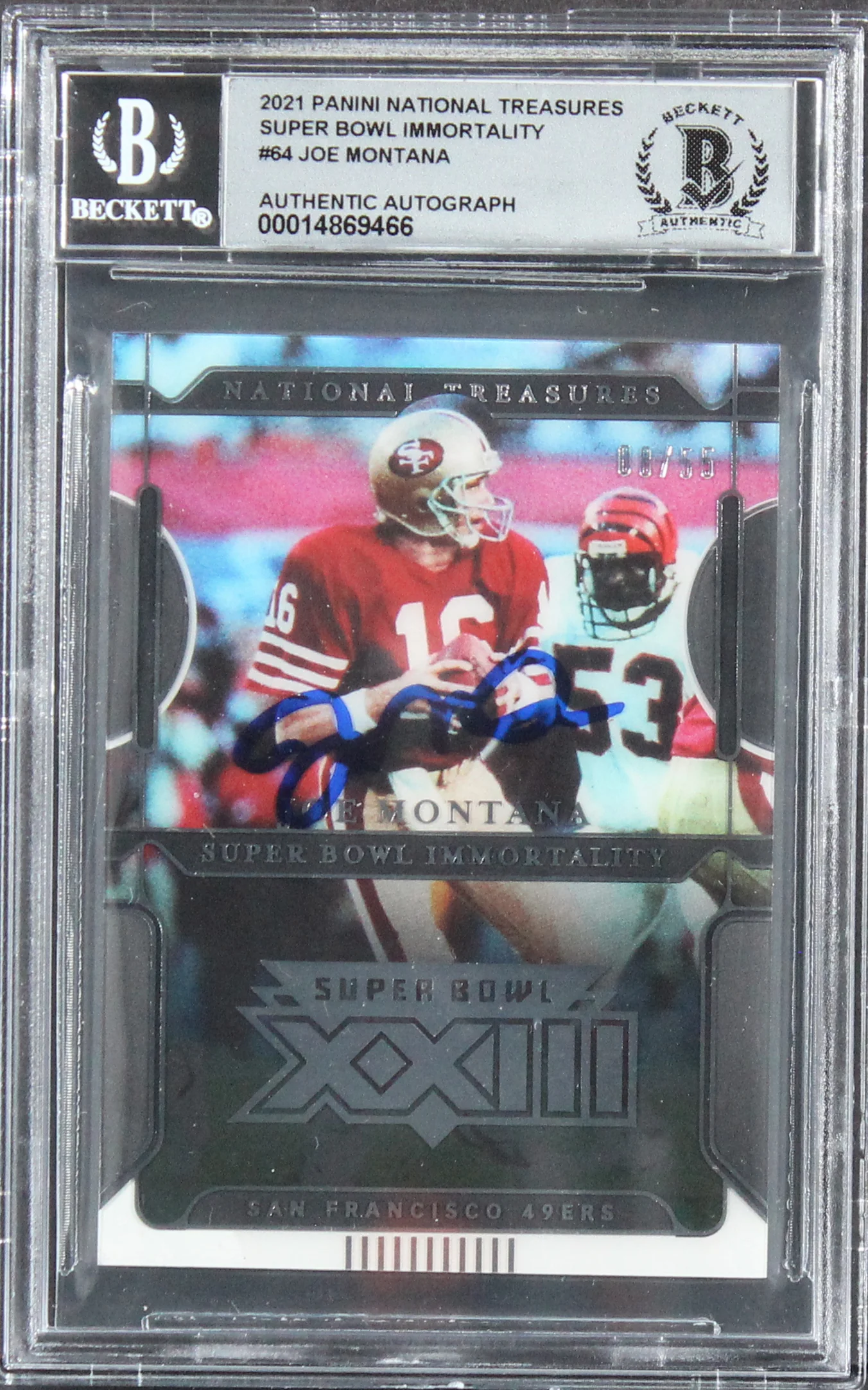 Joe Montana Signed 2021 Panini National Treasures #64 8/55 Card Auto 10 BAS Slab - Image 2