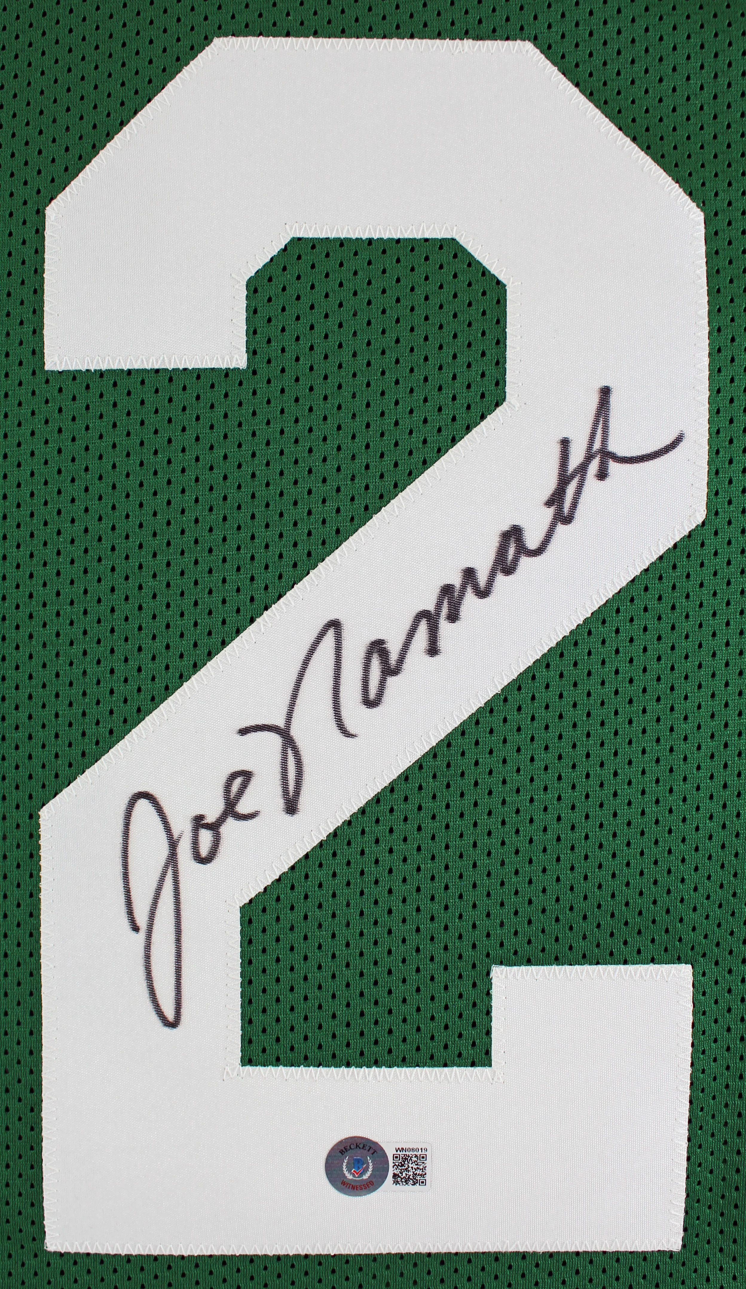 Joe Namath Authentic Signed Green Pro Style Jersey Autographed BAS Witnessed - Image 3