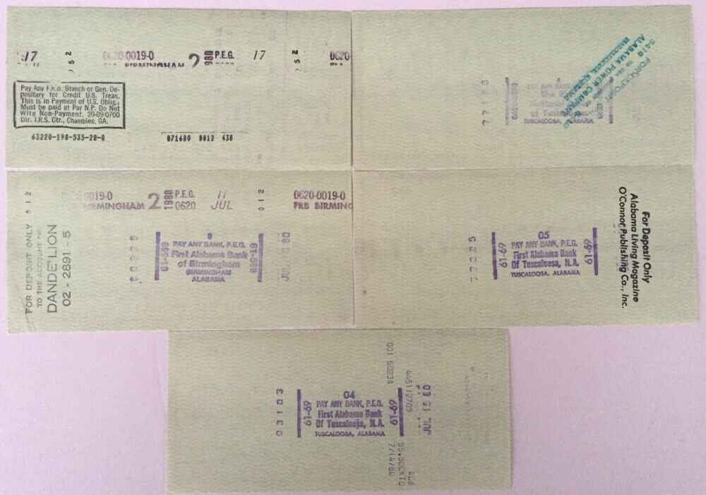 (5) Joe Sewell Cleveland Indians Signed Checks 840-844 - Image 3