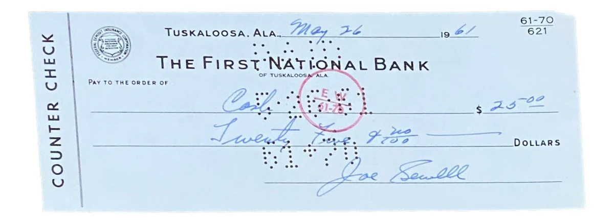 Joe Sewell Cleveland Signed May 26 1961 Bank Check BAS