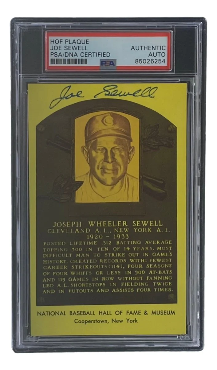 Joe Sewell Signed 4x6 Cleveland Hall Of Fame Plaque Card PSA/DNA 85026254 - Image 4