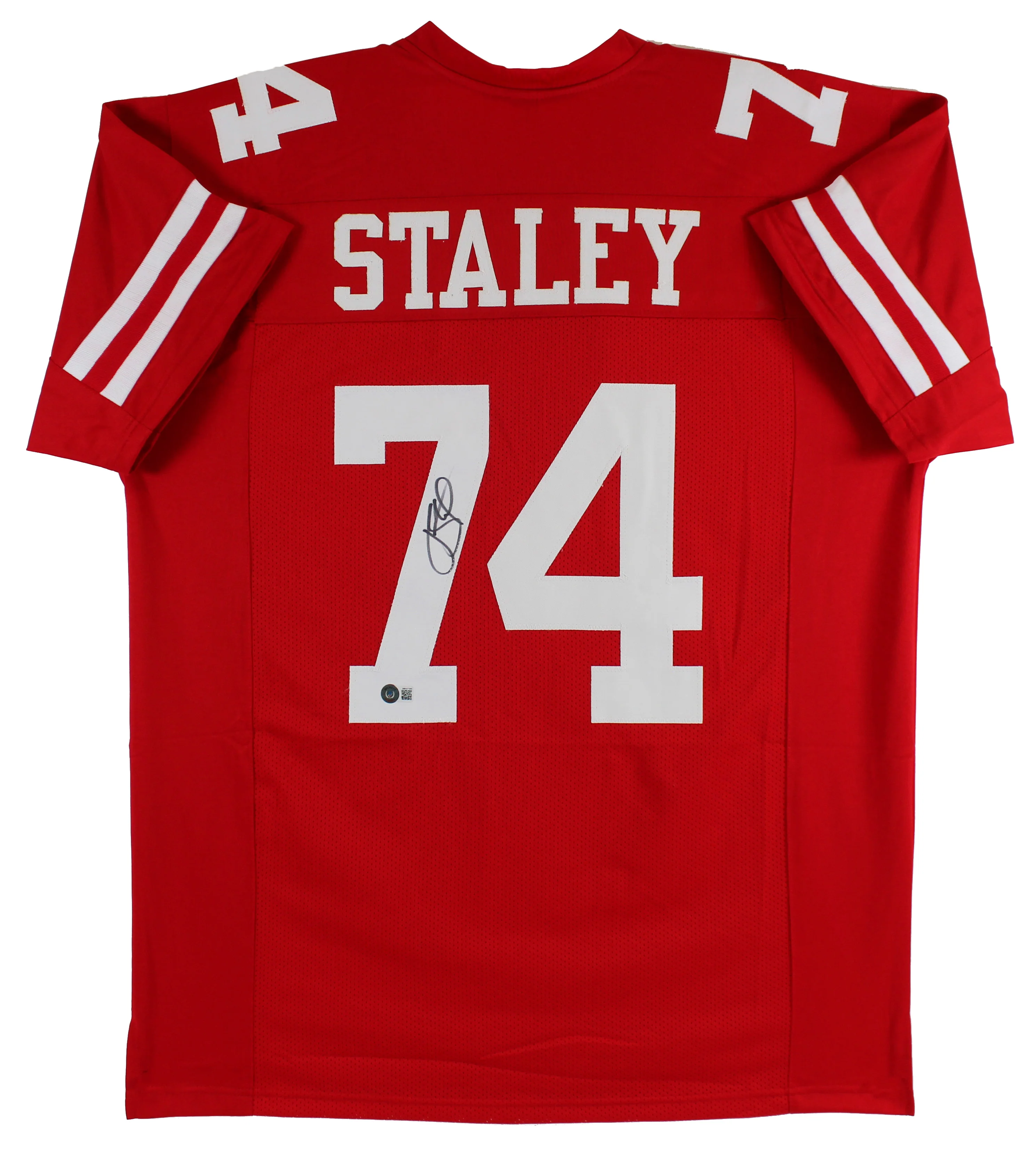 Joe Staley Authentic Signed Red Pro Style Jersey Autographed BAS Witnessed - Image 2