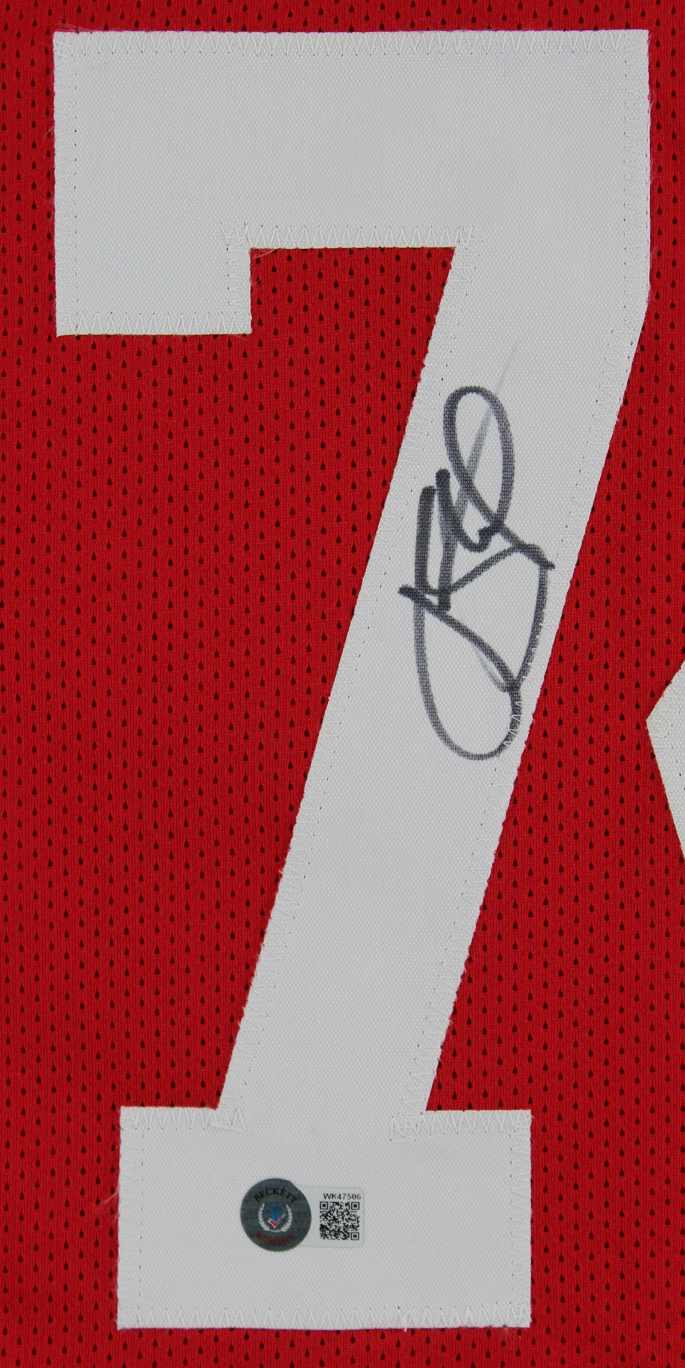 Joe Staley Authentic Signed Red Pro Style Jersey Autographed BAS Witnessed - Image 3
