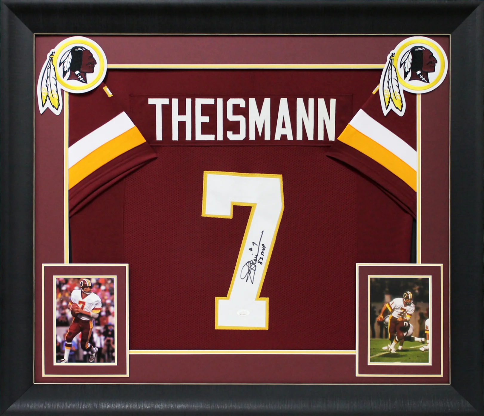 Joe Theismann "83 MVP" Authentic Signed Maroon Pro Style Framed Jersey BAS Wit - Image 2