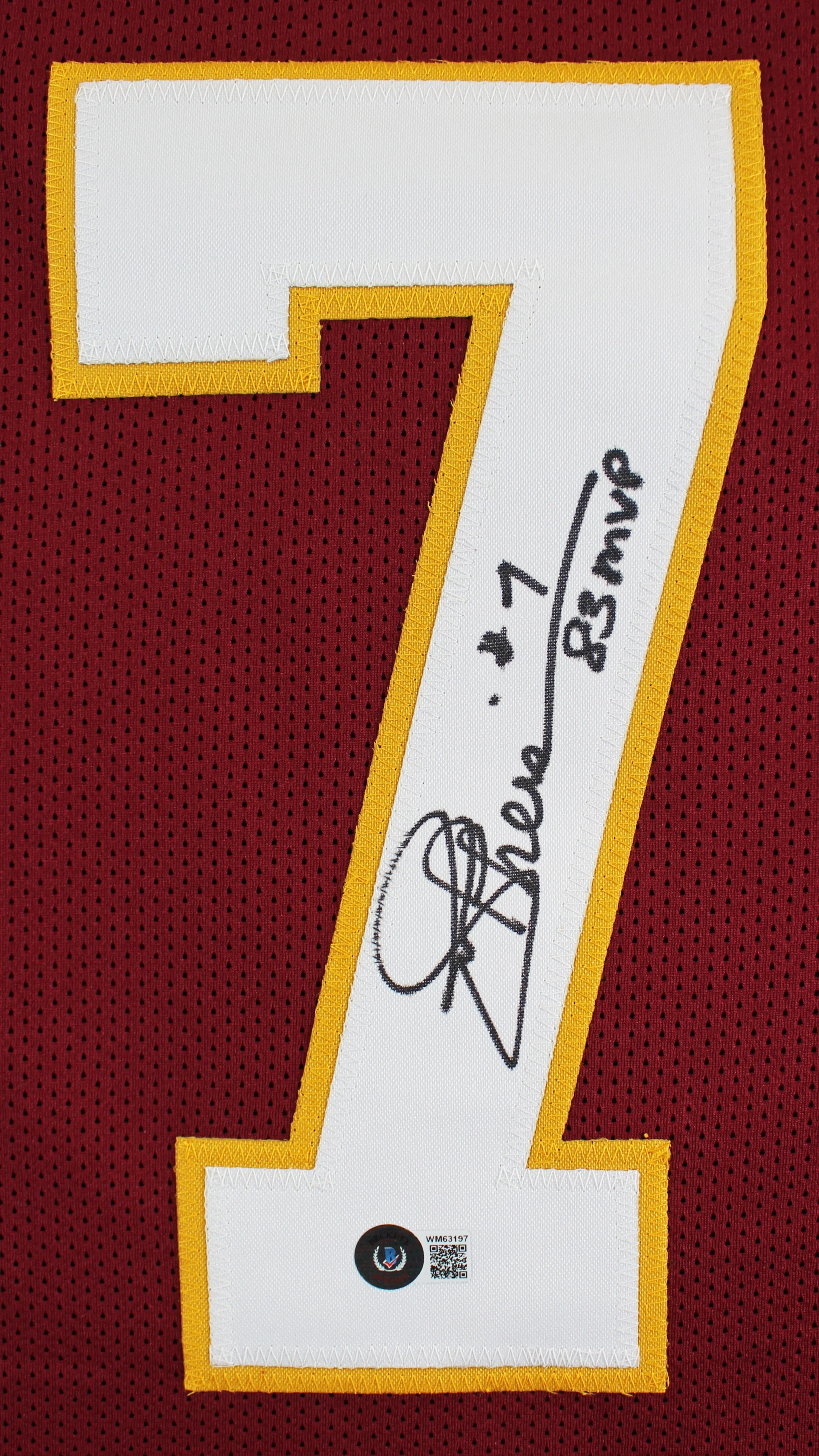 Joe Theismann "83 MVP" Authentic Signed Maroon Pro Style Jersey BAS Witnessed - Image 3