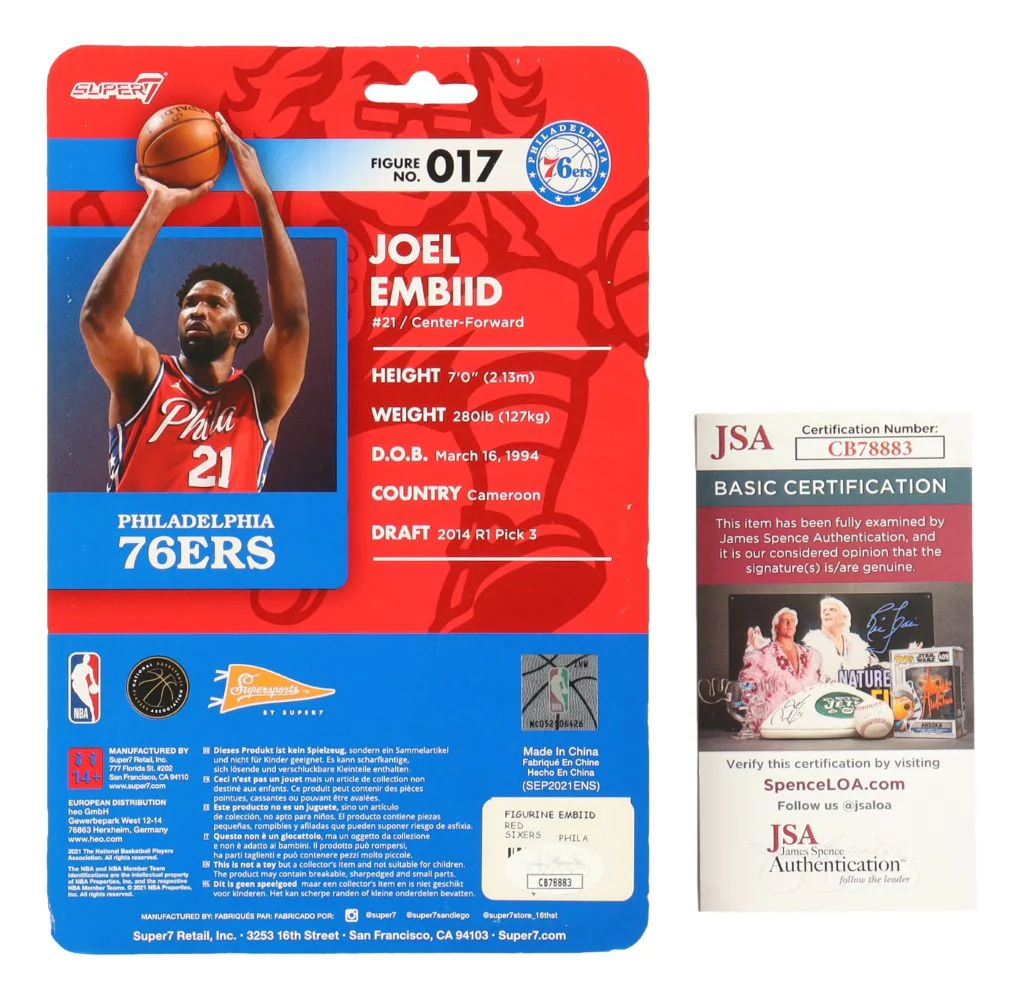 Joel Embiid Signed Philadelphia 76ers Supersports 4" Action Figure JSA - Image 2