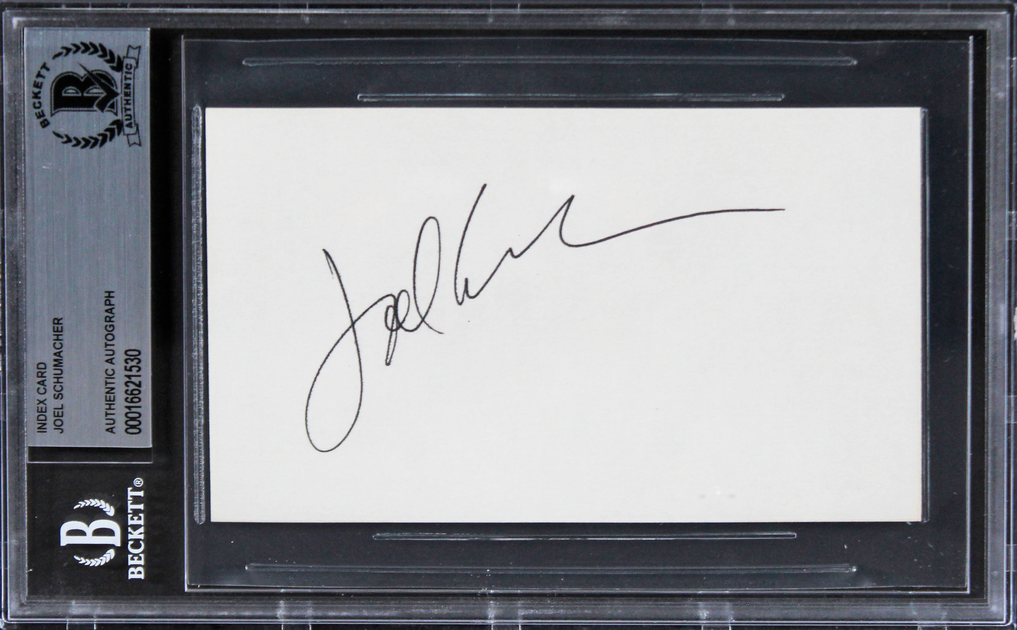 Joel Schumacher The Client Authentic Signed 3x5 Index Card BAS Slabbed 1