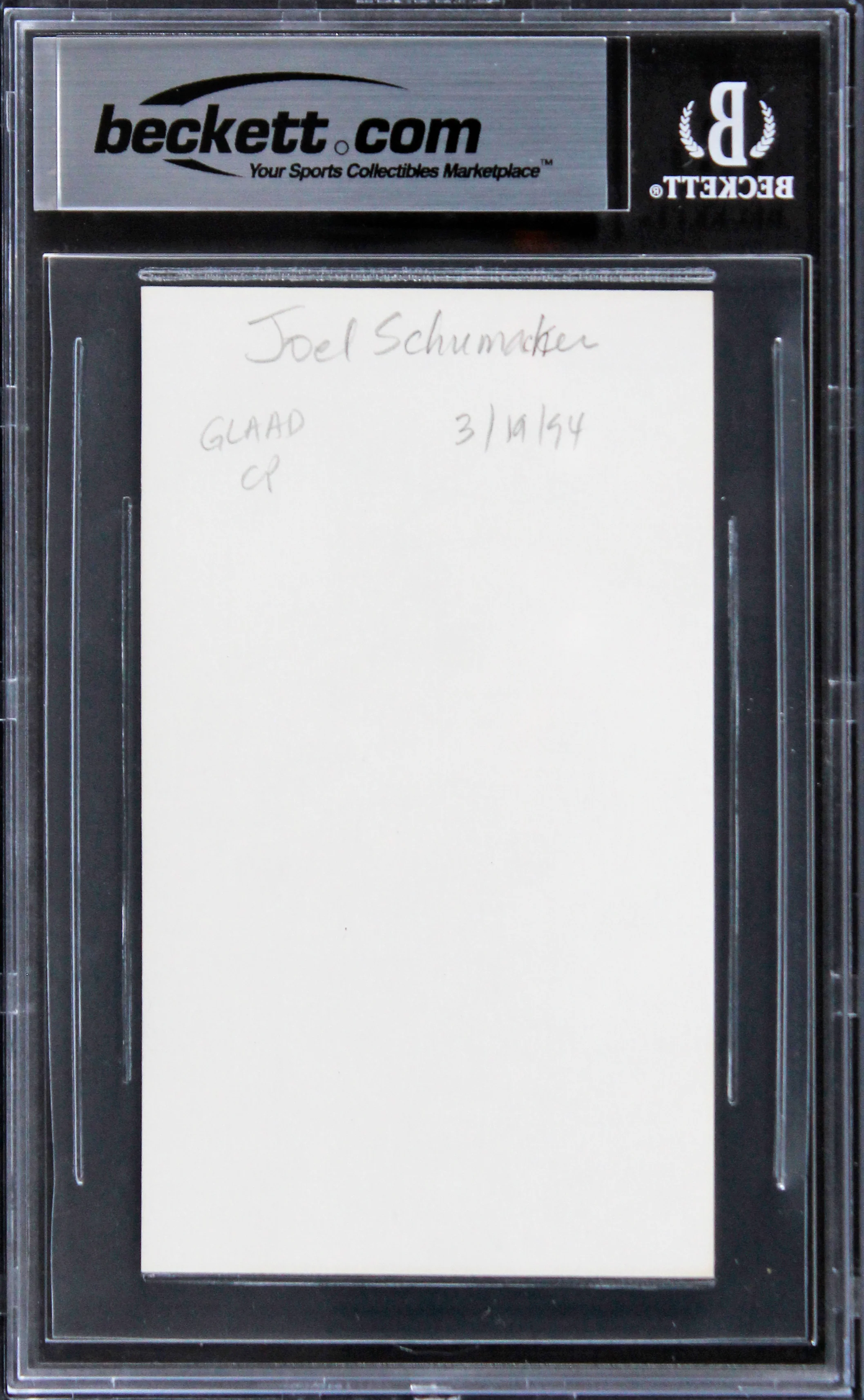 Joel Schumacher The Client Authentic Signed 3x5 Index Card BAS Slabbed 1 - Image 3