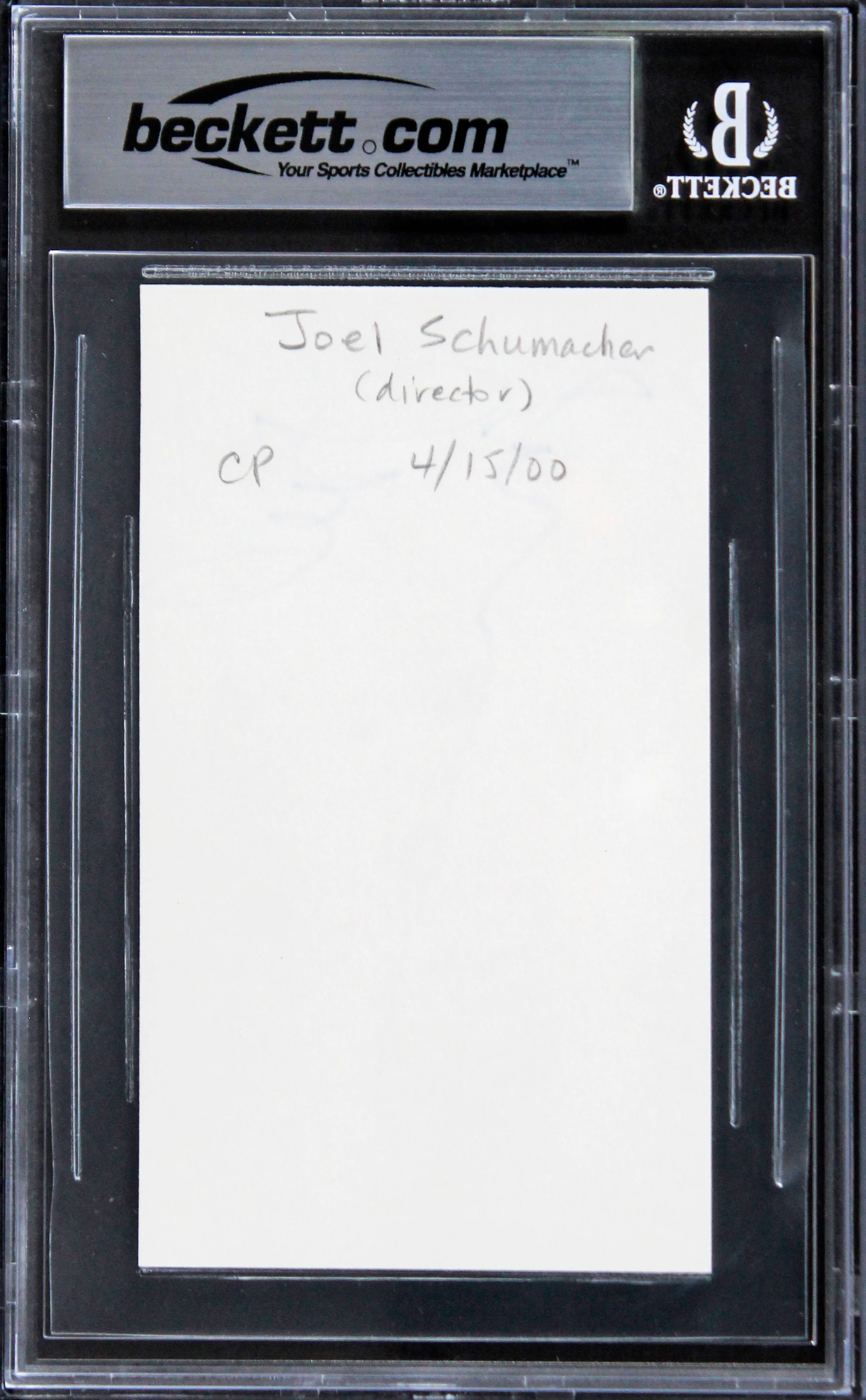 Joel Schumacher The Client Authentic Signed 3x5 Index Card BAS Slabbed 2 - Image 3