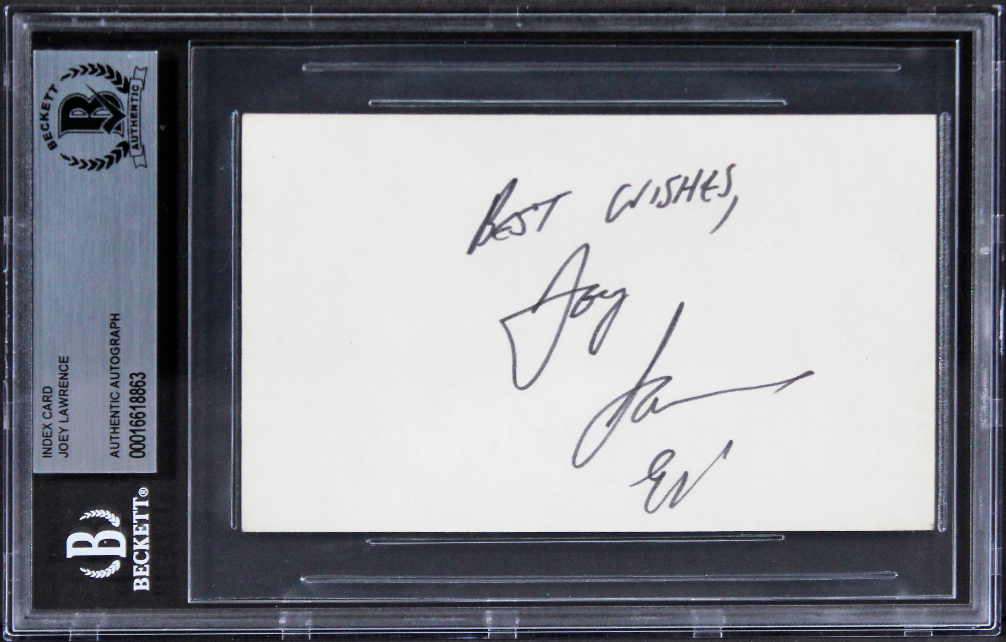 Joey Lawrence Blossom "Best Wishes" Authentic Signed 3x5 Index Card BAS Slabbed - Image 2