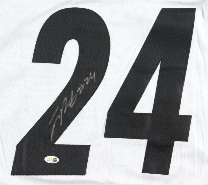 Joey Porter Jr Pittsburgh Signed White Football Jersey JSA QR Hologram - Image 2