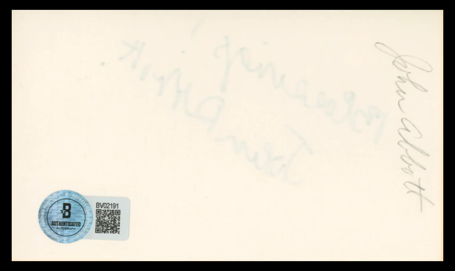 John Abbott Jane Eyre "Blessings!" Authentic Signed 3x5 Index Card BAS #BV02191 - Image 3