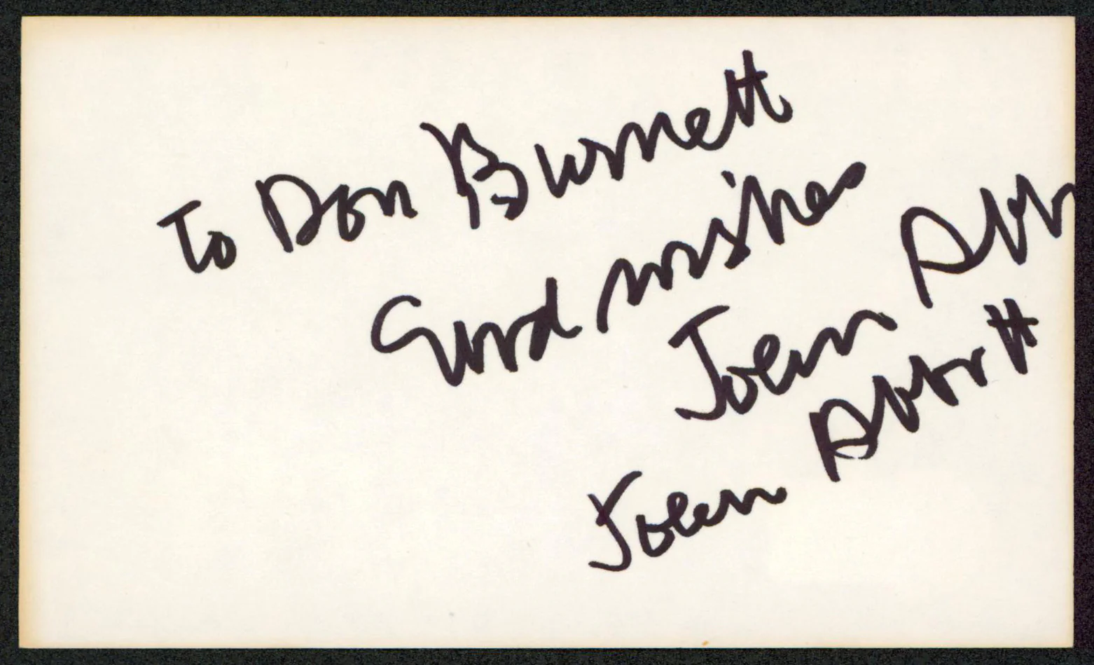 John Abbott Jane Eyre "To Don Good Wishes" 2x Signed 3x5 Index Card BAS #BW70158 - Image 2