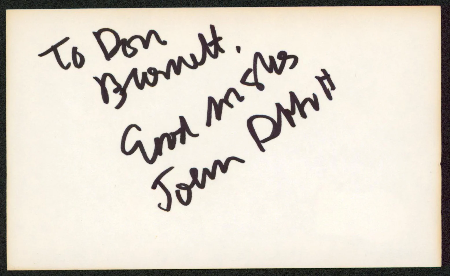 John Abbott Jane Eyre "To Don Good Wishes" Signed 3x5 Index Card BAS #BW70159 - Image 2
