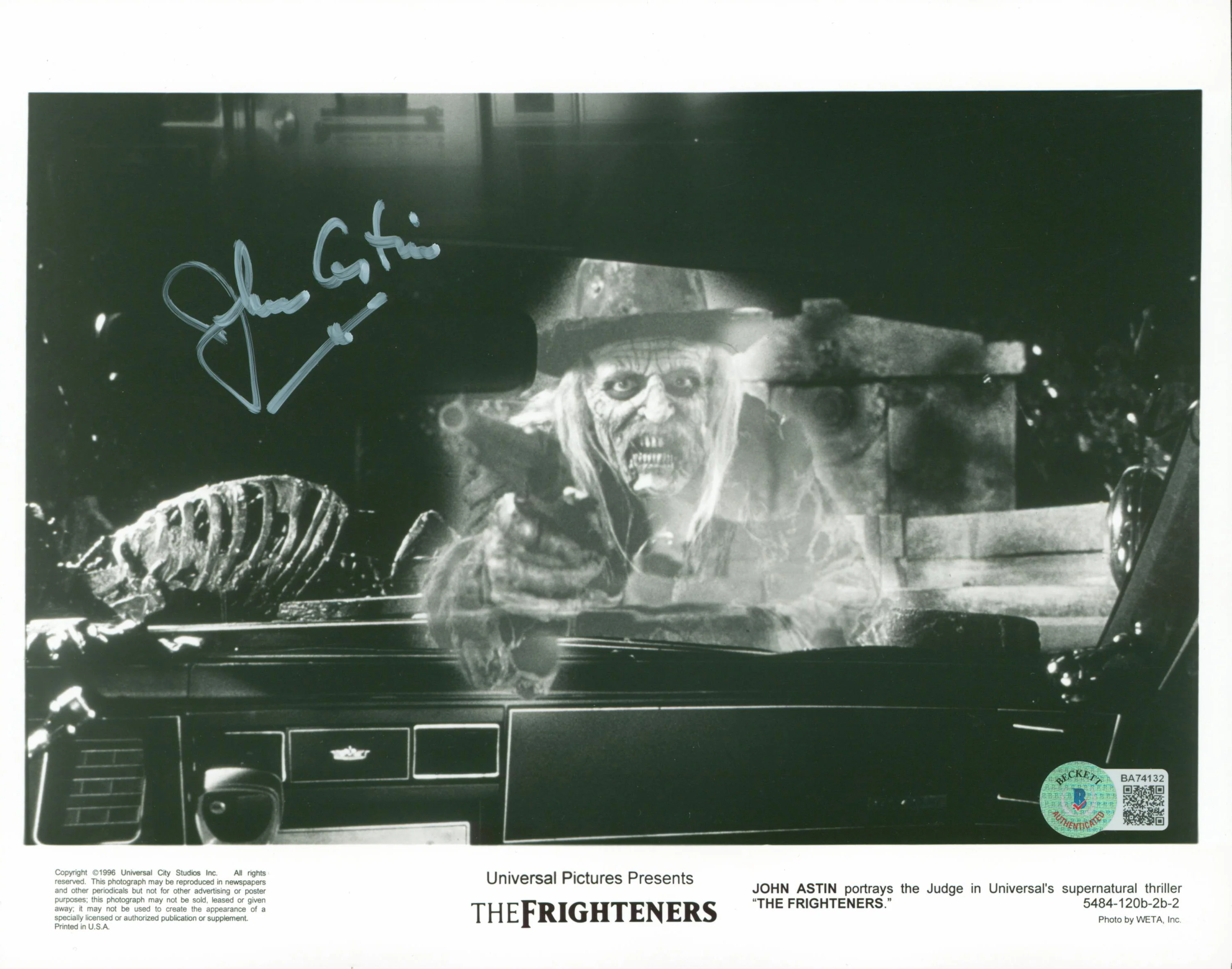 John Astin The Frighteners Authentic Signed 8x10 B&W Photo BAS #BA74132 - Image 2