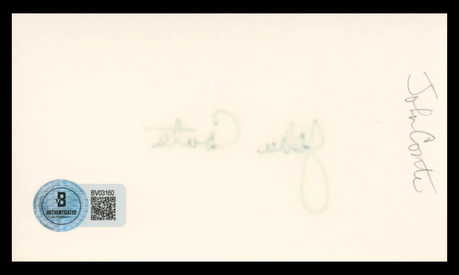 John Conte The Man With The Golden Arm Signed 3x5 Index Card BAS #BV03160 - Image 3