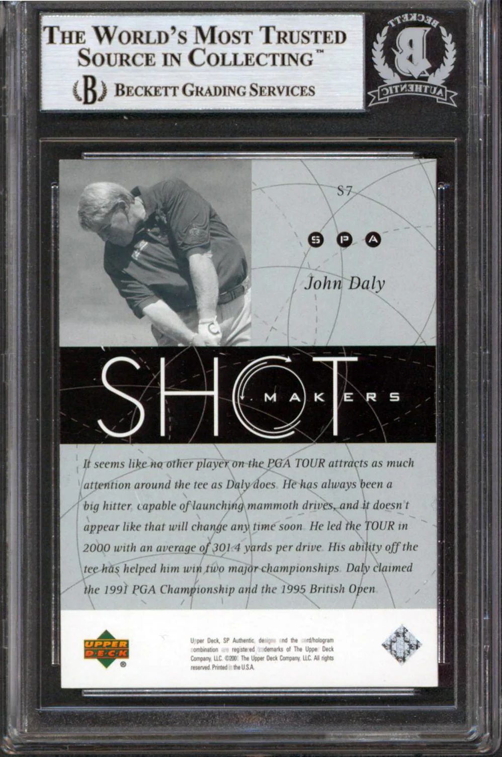 John Daly Authentic Signed 2001 SP Authentic Shotmakers #S7 Card BAS Slabbed - Image 3