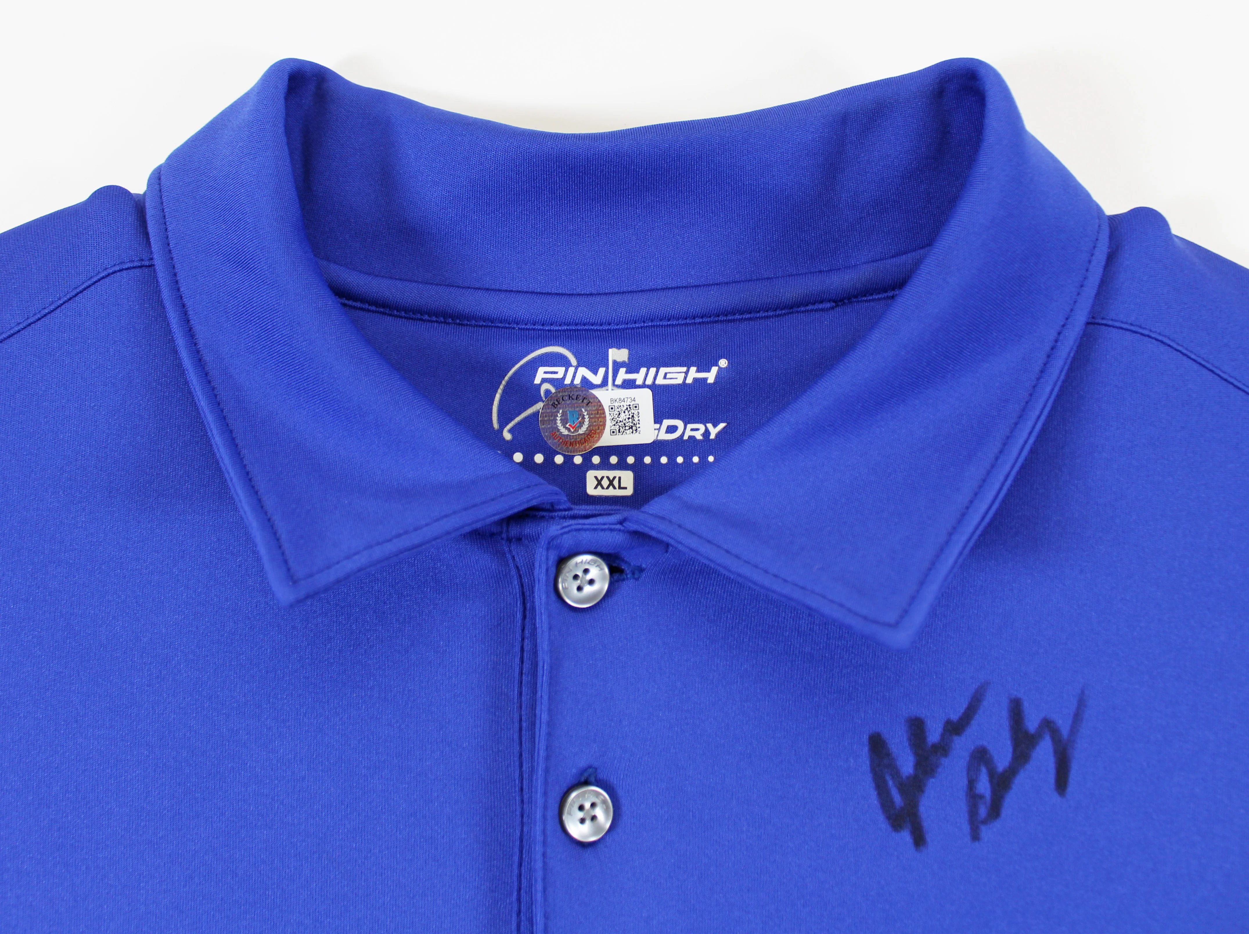 John Daly Authentic Signed Match Worn Blue Pin High Polo Shirt BAS #BK84734 - Image 5