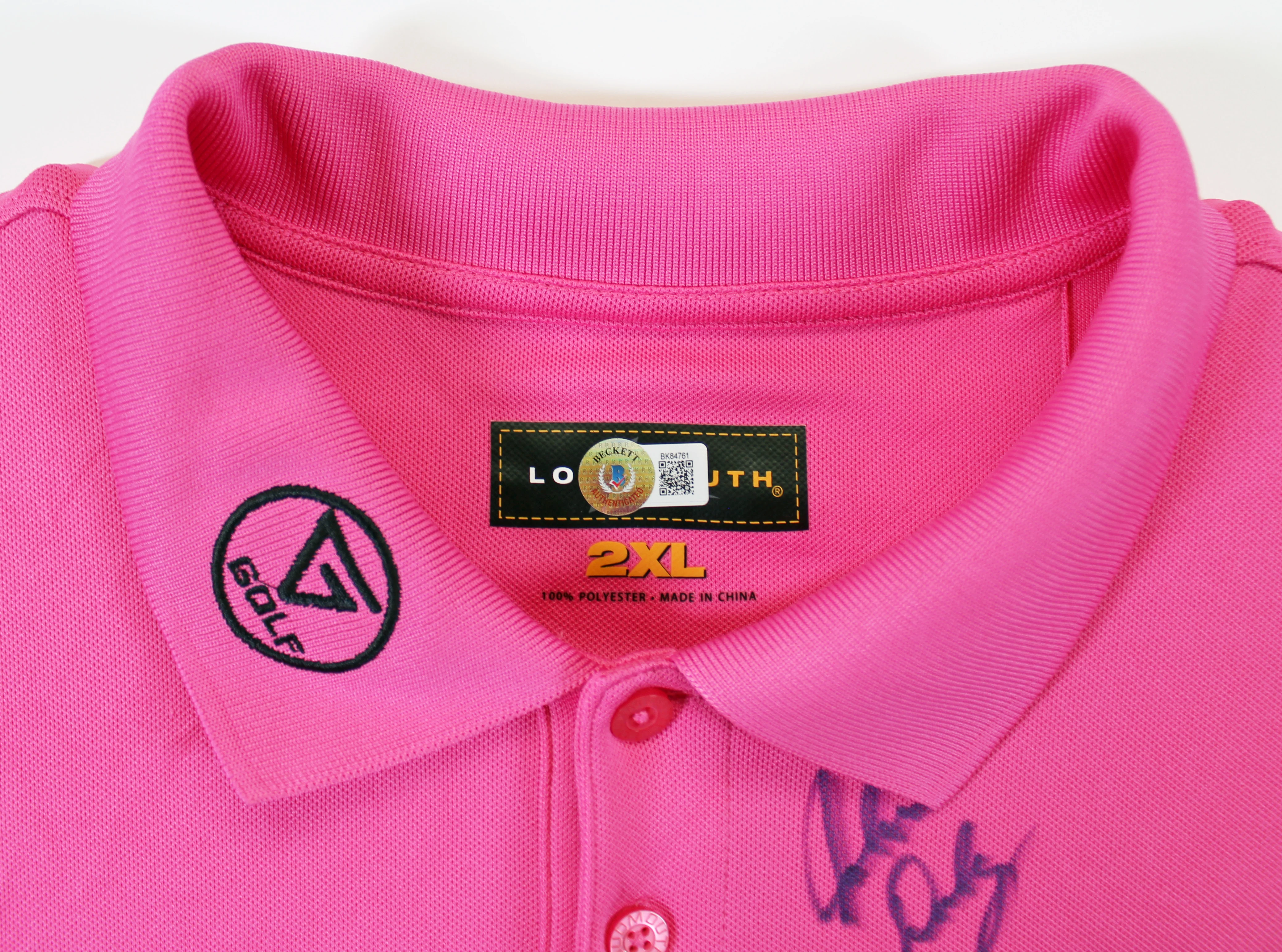 John Daly Authentic Signed Match Worn Pink Loudmouth Polo Shirt BAS #BK84761 - Image 6
