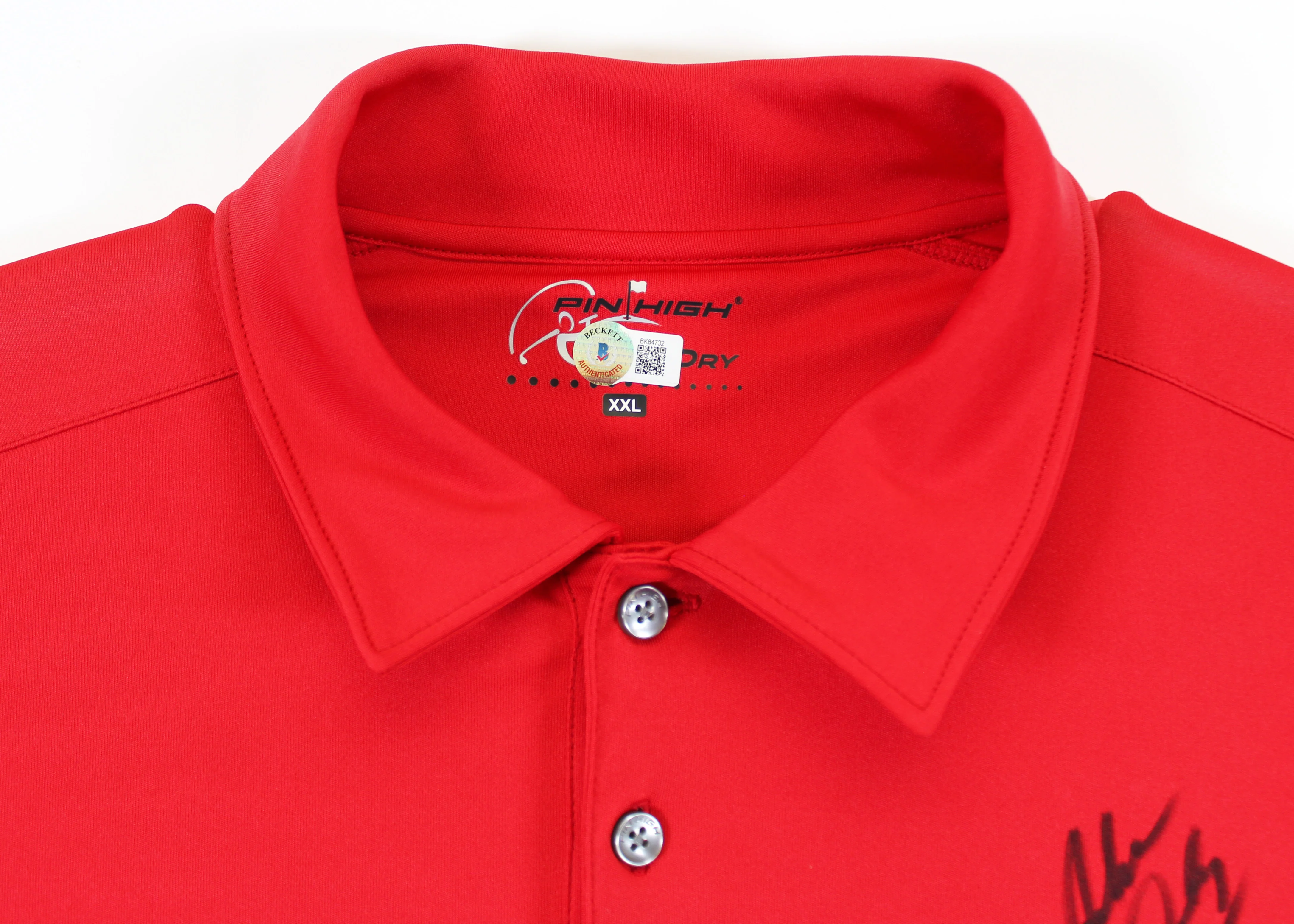 John Daly Authentic Signed Match Worn Red Pin High Polo Shirt BAS #BK84732JD133 - Image 4