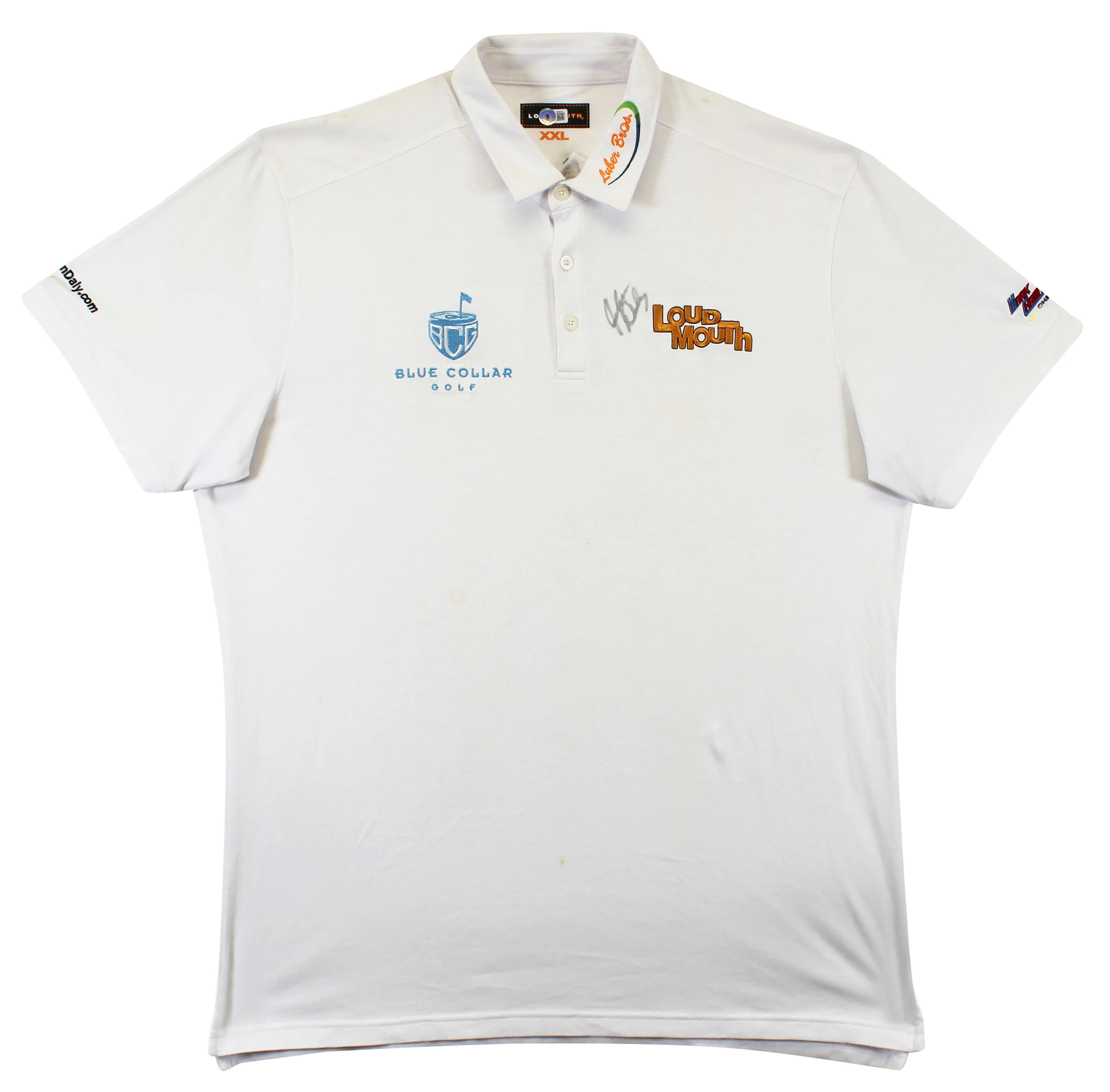 John Daly Authentic Signed Match Worn White Loudmouth Polo Shirt BAS #BK84741 - Image 2
