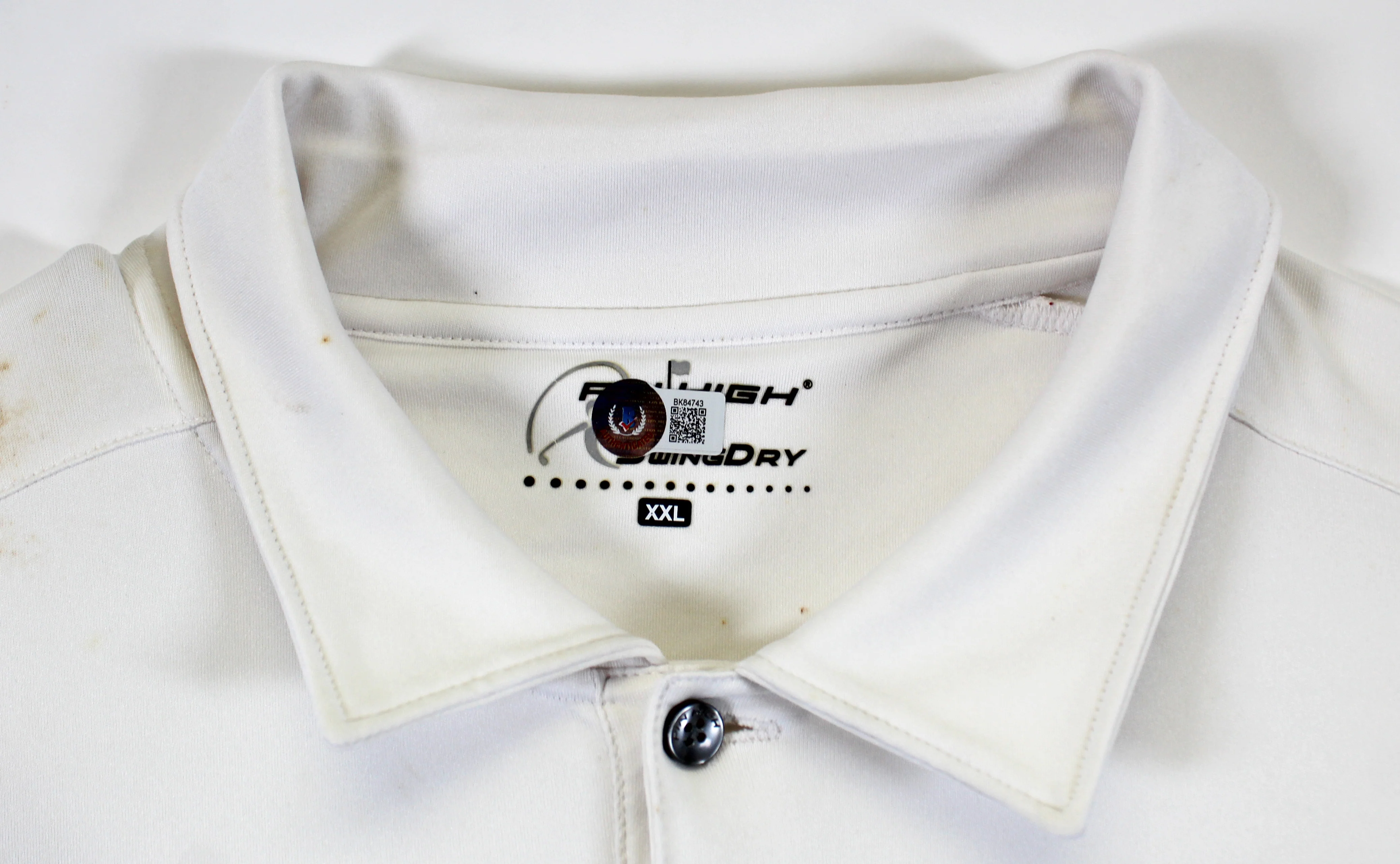 John Daly Authentic Signed Match Worn White Pin High Polo Shirt BAS #BK84743 - Image 6