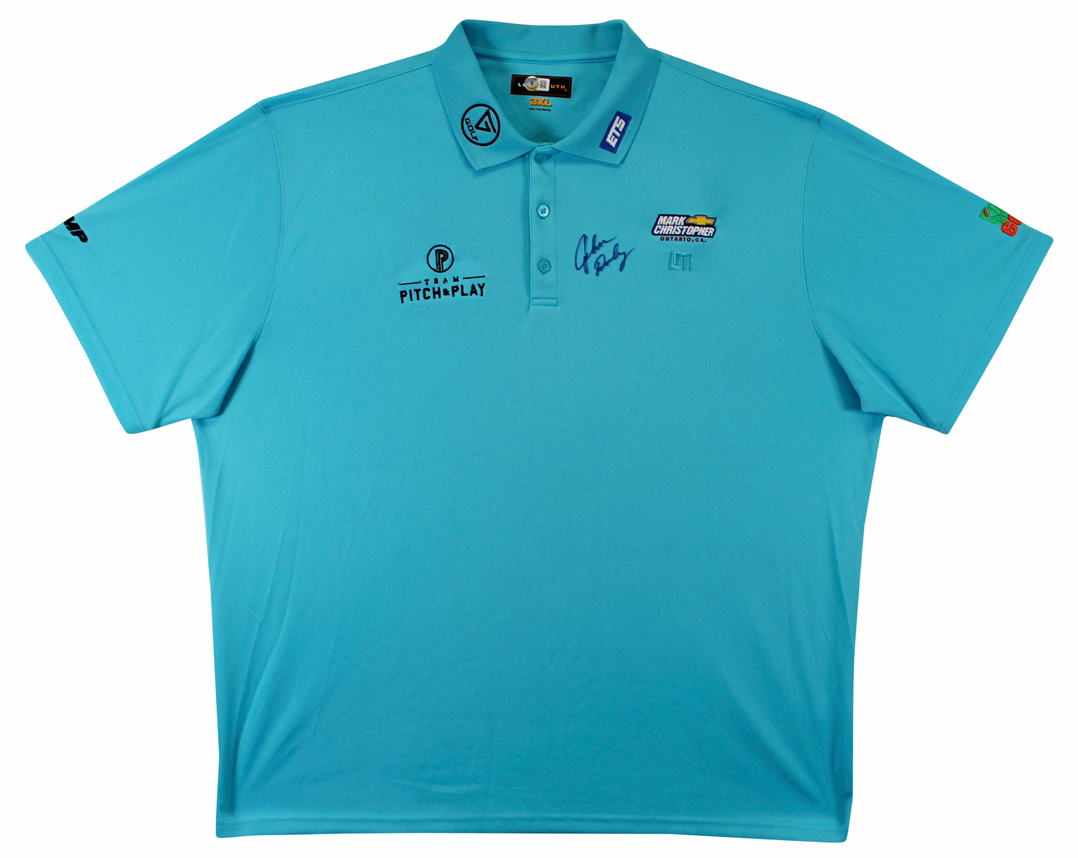 John Daly Signed Match Worn Baby Blue Loudmouth Polo Shirt BAS #BK84758 - Image 2