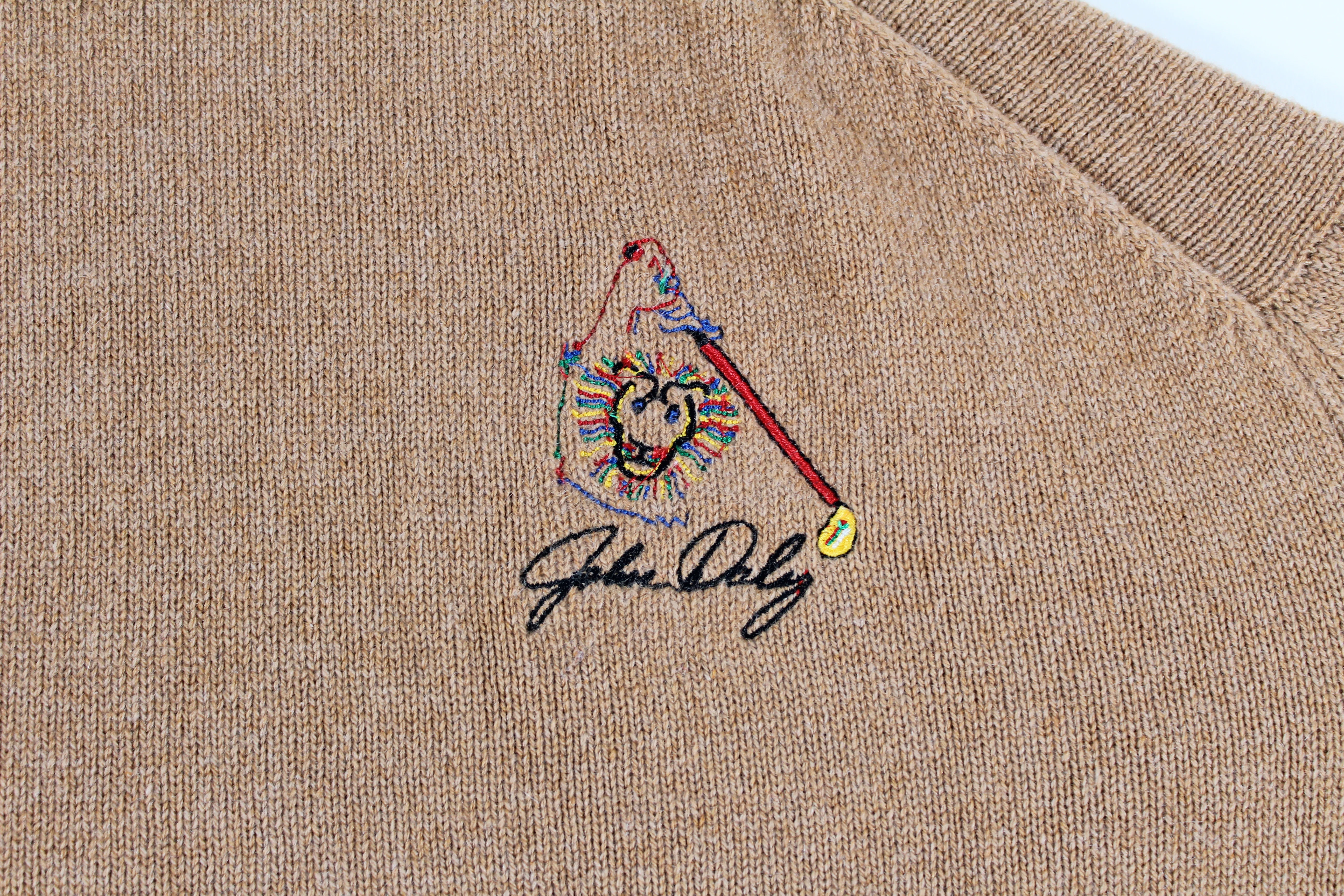 John Daly Signed Match Worn Brown Johnstons of Elgin Cashmere Sweater BAS - Image 6