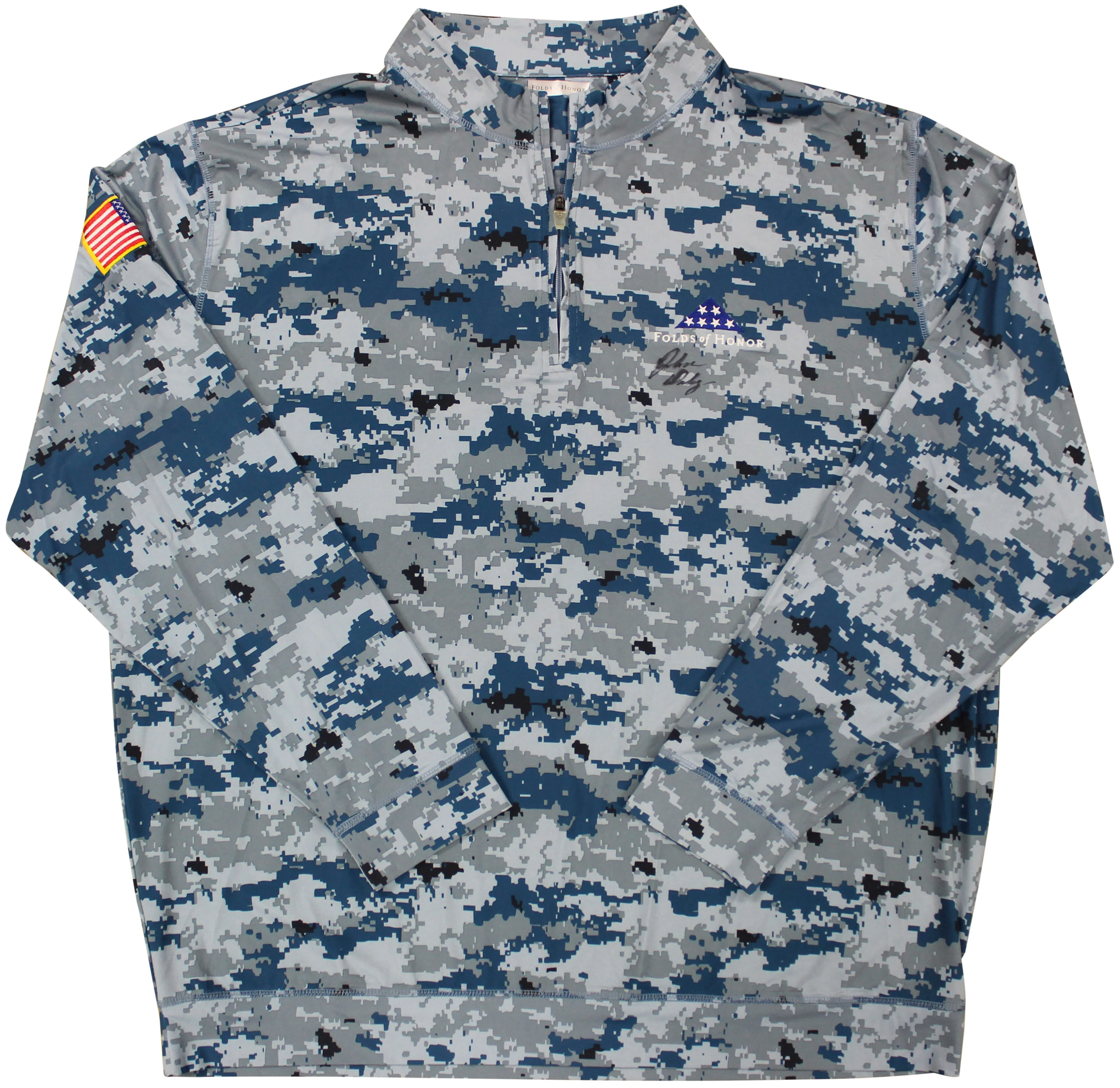 John Daly Signed Match Worn Camo Folds of Honor Quarter Zip Shirt BAS #BH00337 - Image 2