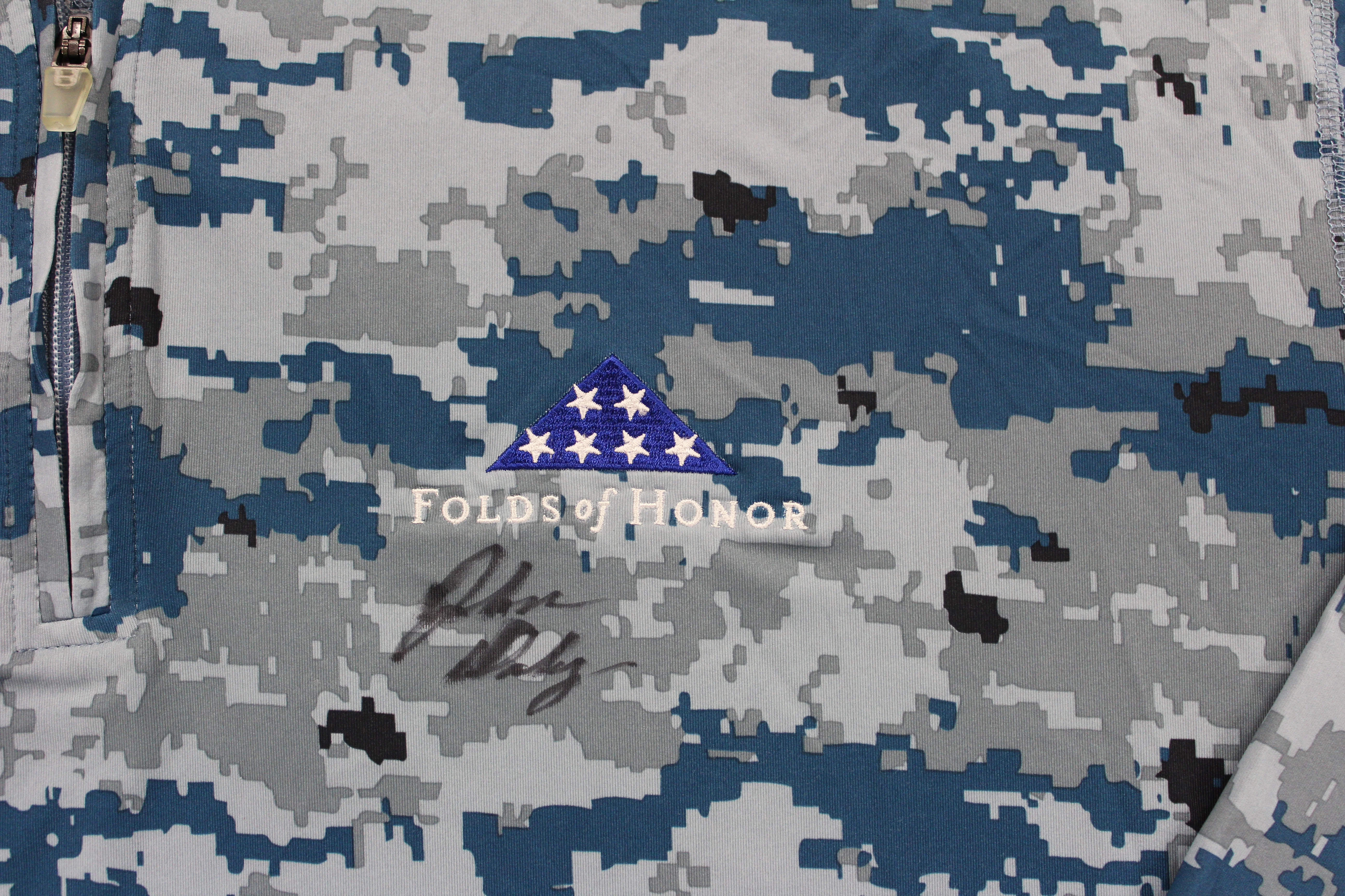John Daly Signed Match Worn Camo Folds of Honor Quarter Zip Shirt BAS #BH00337 - Image 3