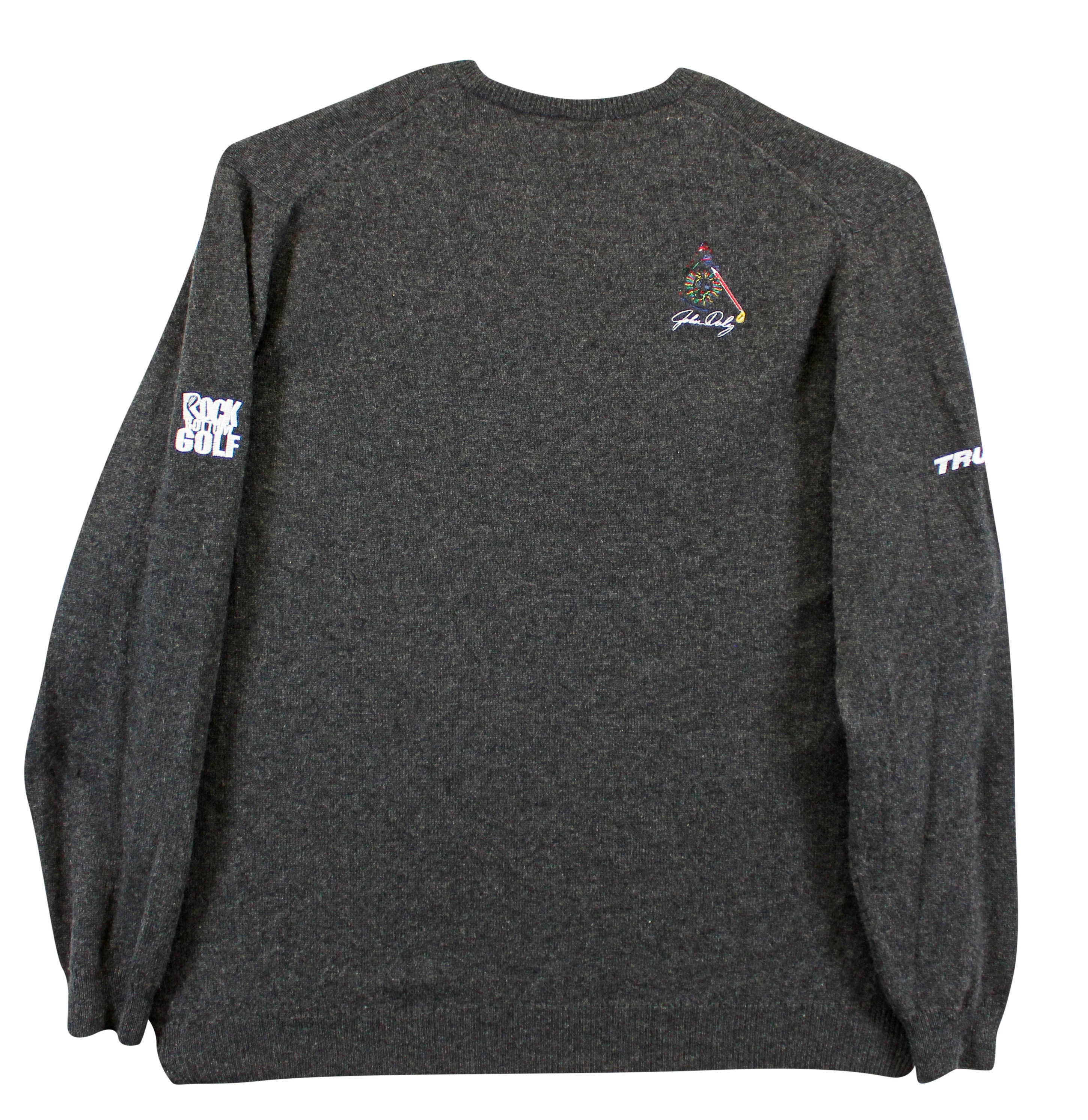 John Daly Signed Match Worn Dark Gray Johnstons of Elgin Cashmere Sweater BAS 1 - Image 3