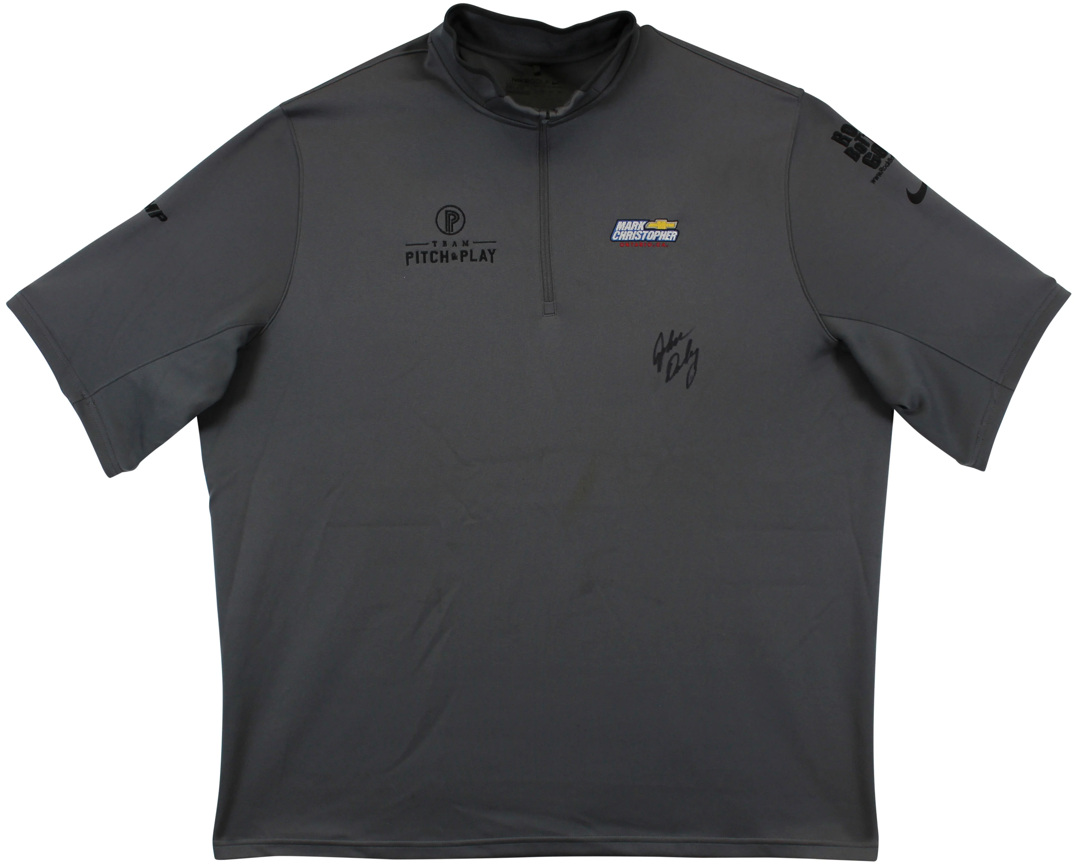 John Daly Signed Match Worn Dark Gray Nike Golf Quarter Zip Shirt BAS #BH00329 - Image 2
