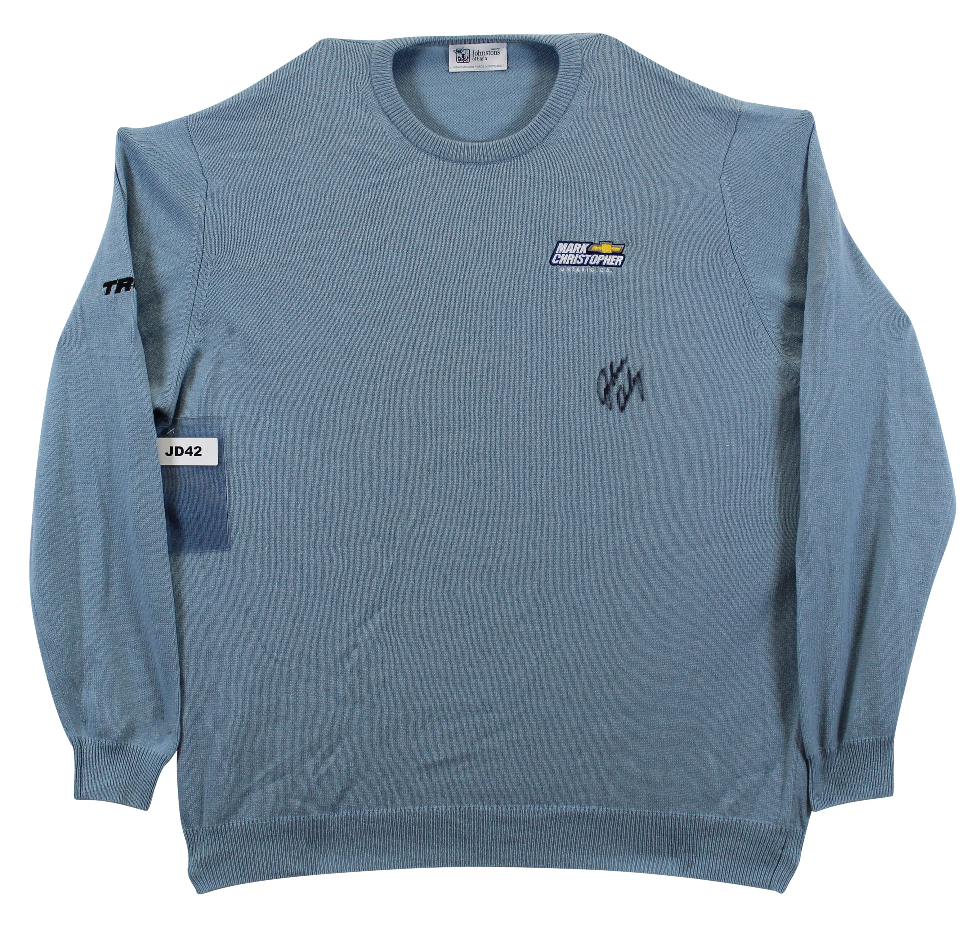 John Daly Signed Match Worn Light Blue Johnstons of Elgin Cashmere Sweater BAS - Image 2