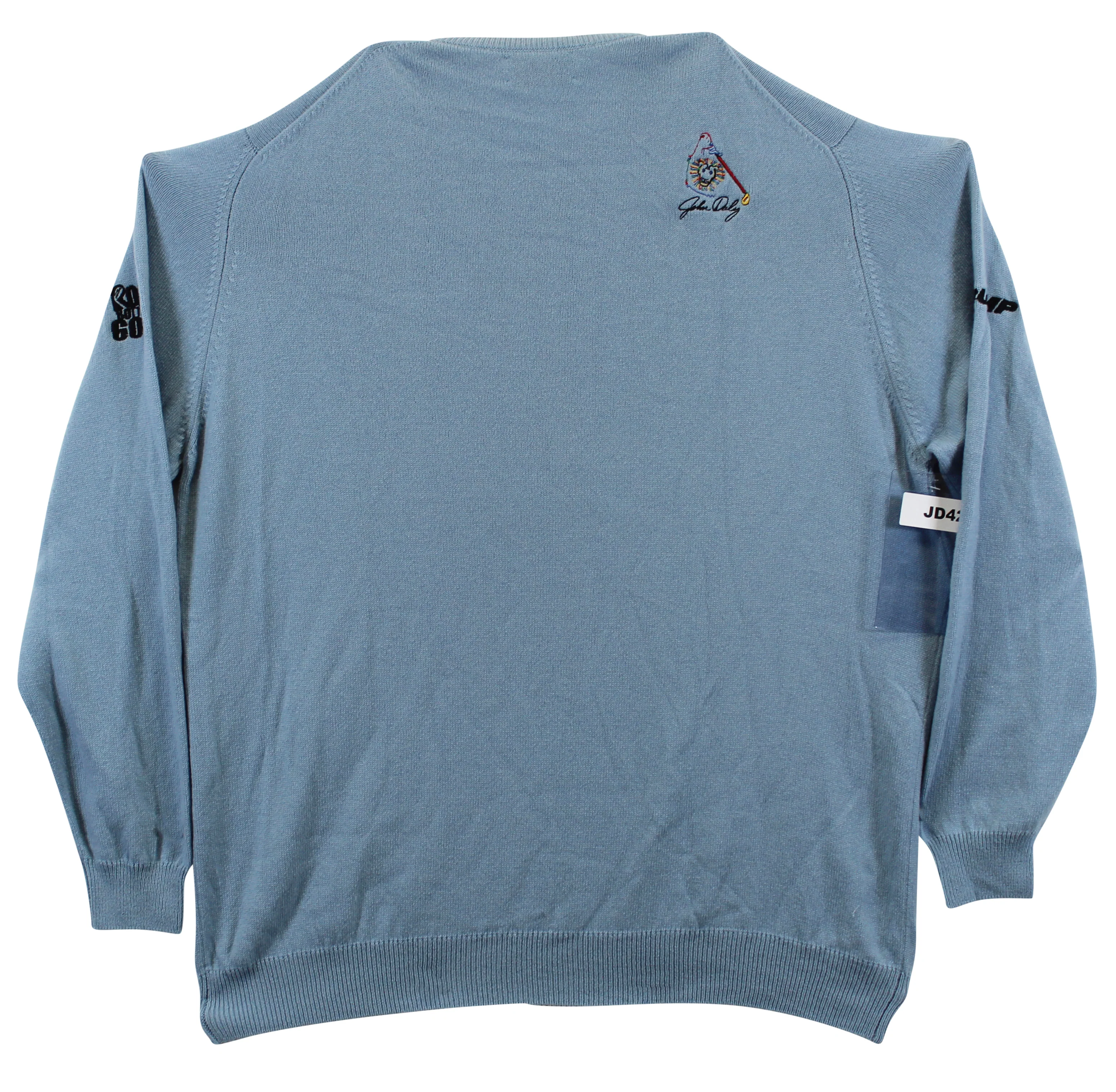 John Daly Signed Match Worn Light Blue Johnstons of Elgin Cashmere Sweater BAS - Image 4