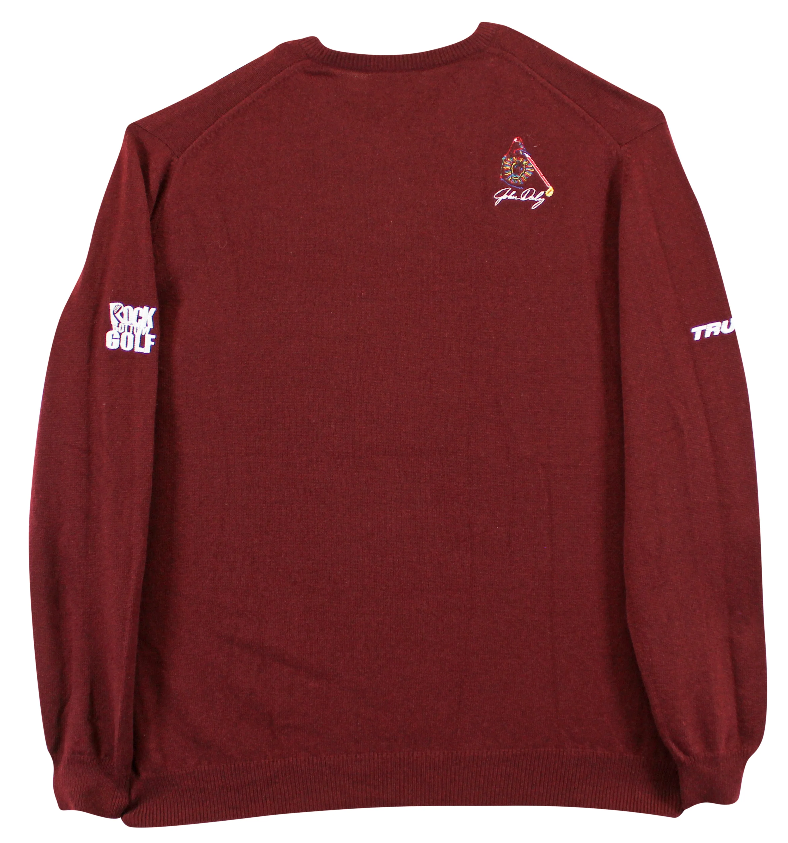 John Daly Signed Match Worn Maroon Johnstons of Elgin Cashmere Sweater BAS - Image 3