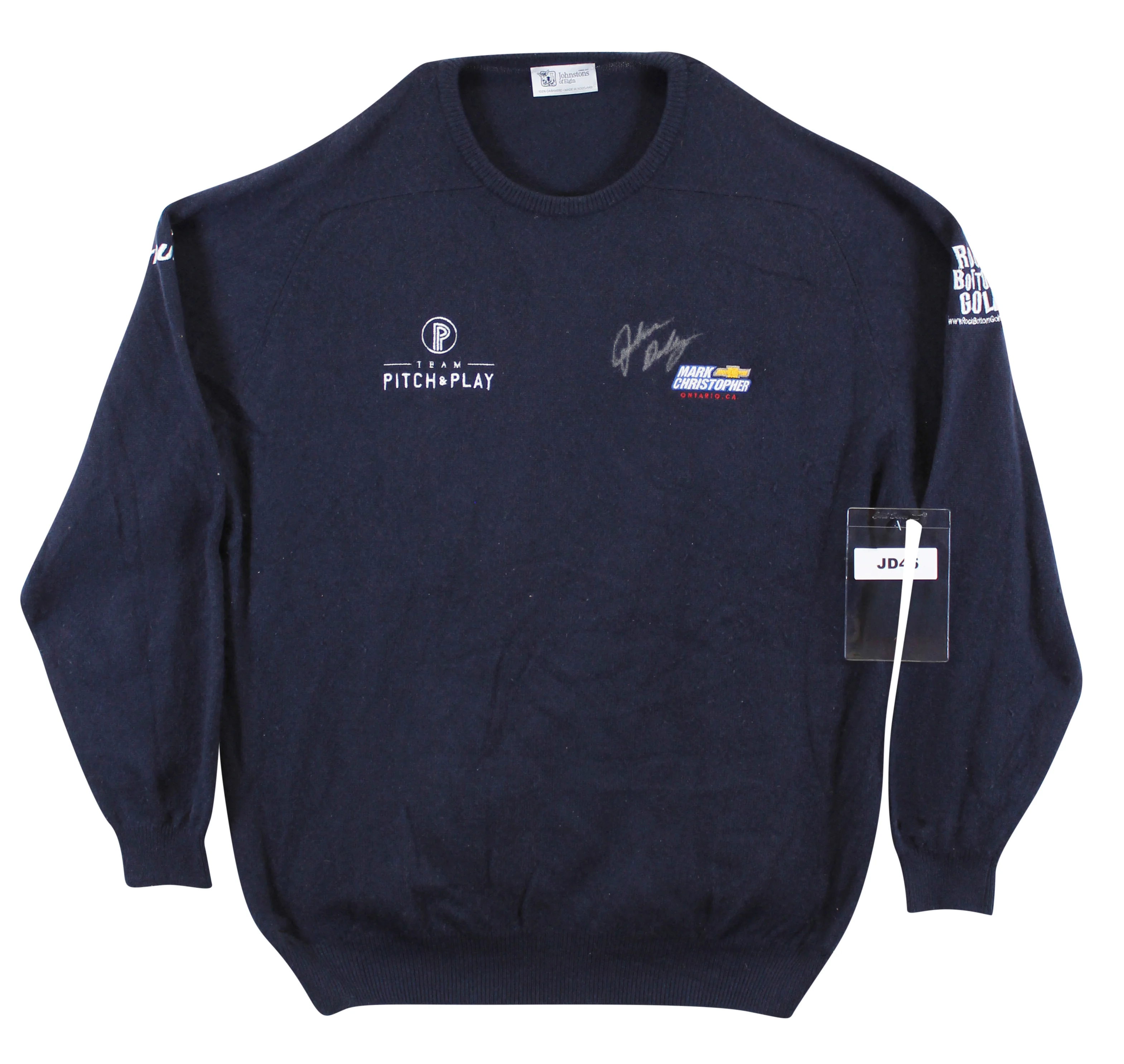John Daly Signed Match Worn Navy Johnstons of Elgin Cashmere Sweater BAS