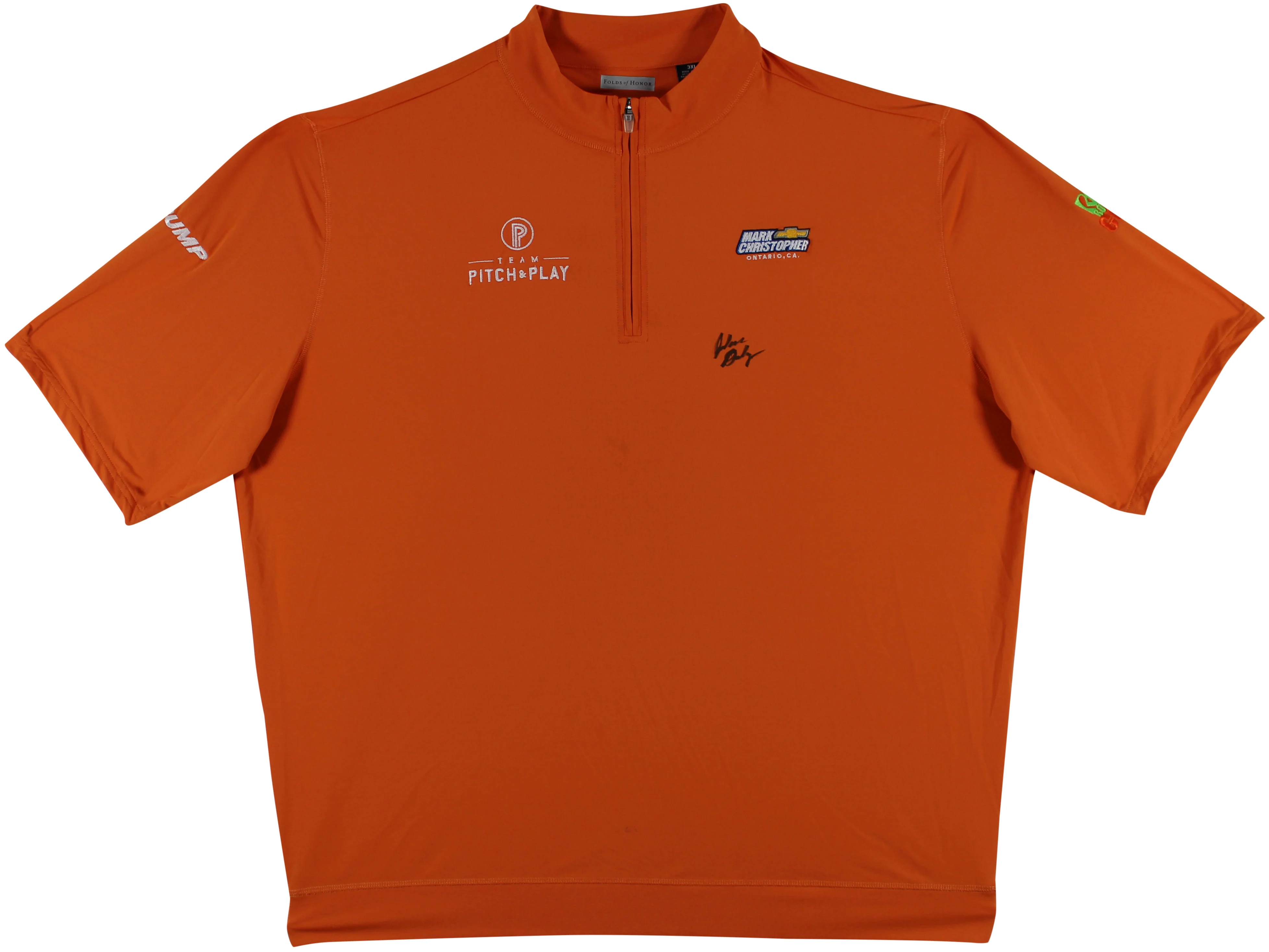 John Daly Signed Match Worn Orange Folds of Honor Quarter Zip Shirt BAS #BH00324 - Image 2