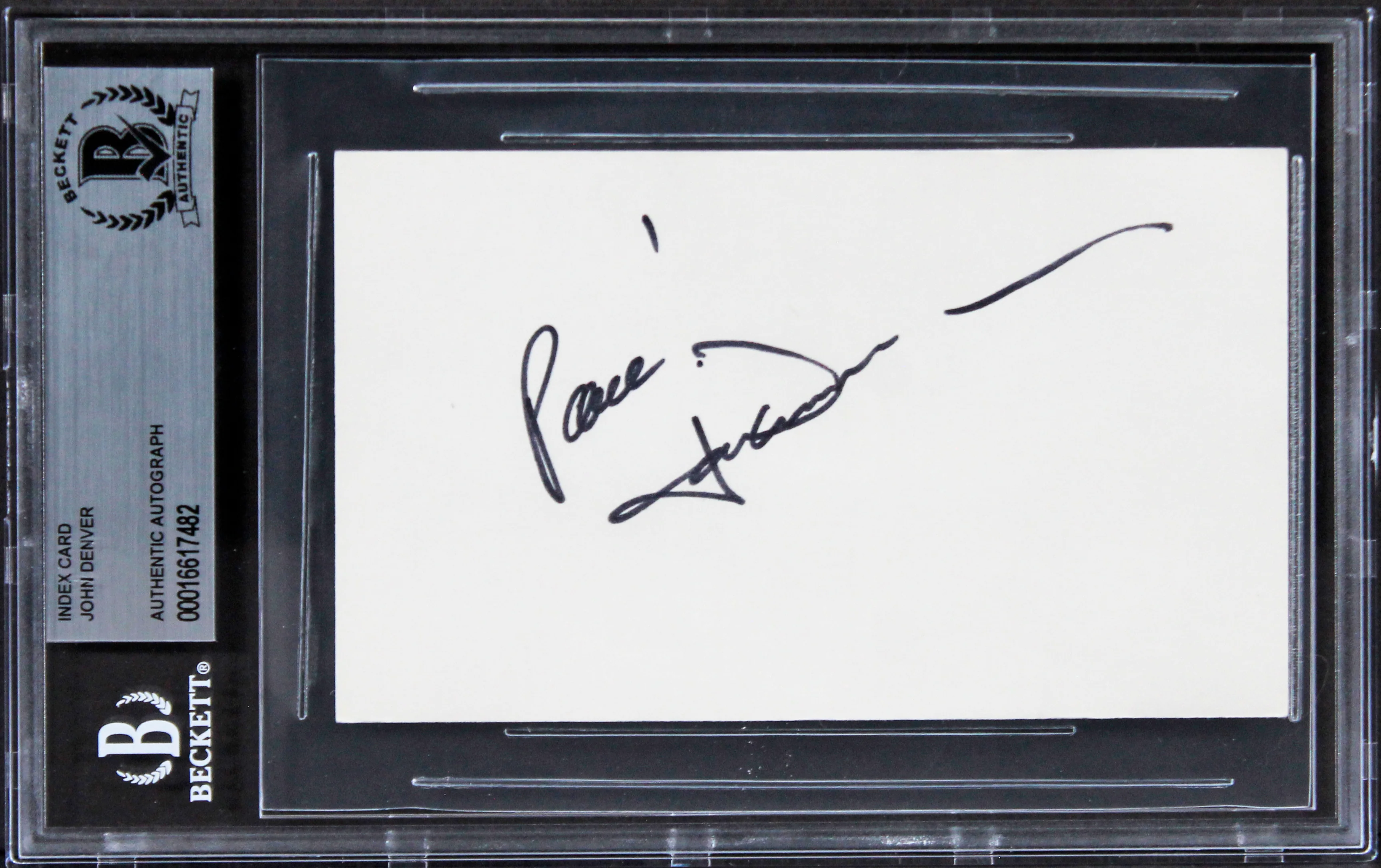 John Denver Singer Authentic Signed 3x5 Index Card Autographed BAS Slabbed 1 - Image 2