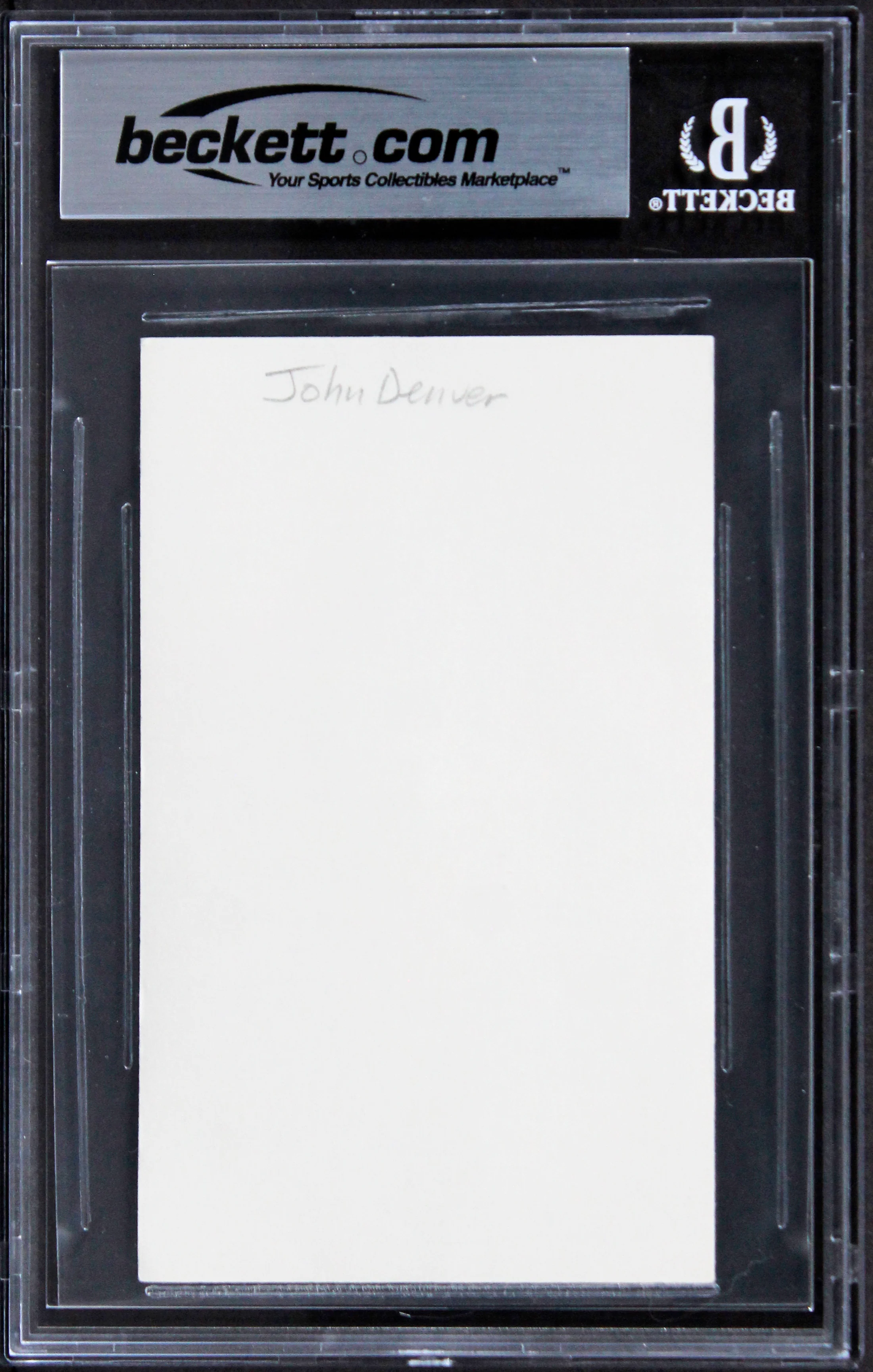 John Denver Singer Authentic Signed 3x5 Index Card Autographed BAS Slabbed 1 - Image 3