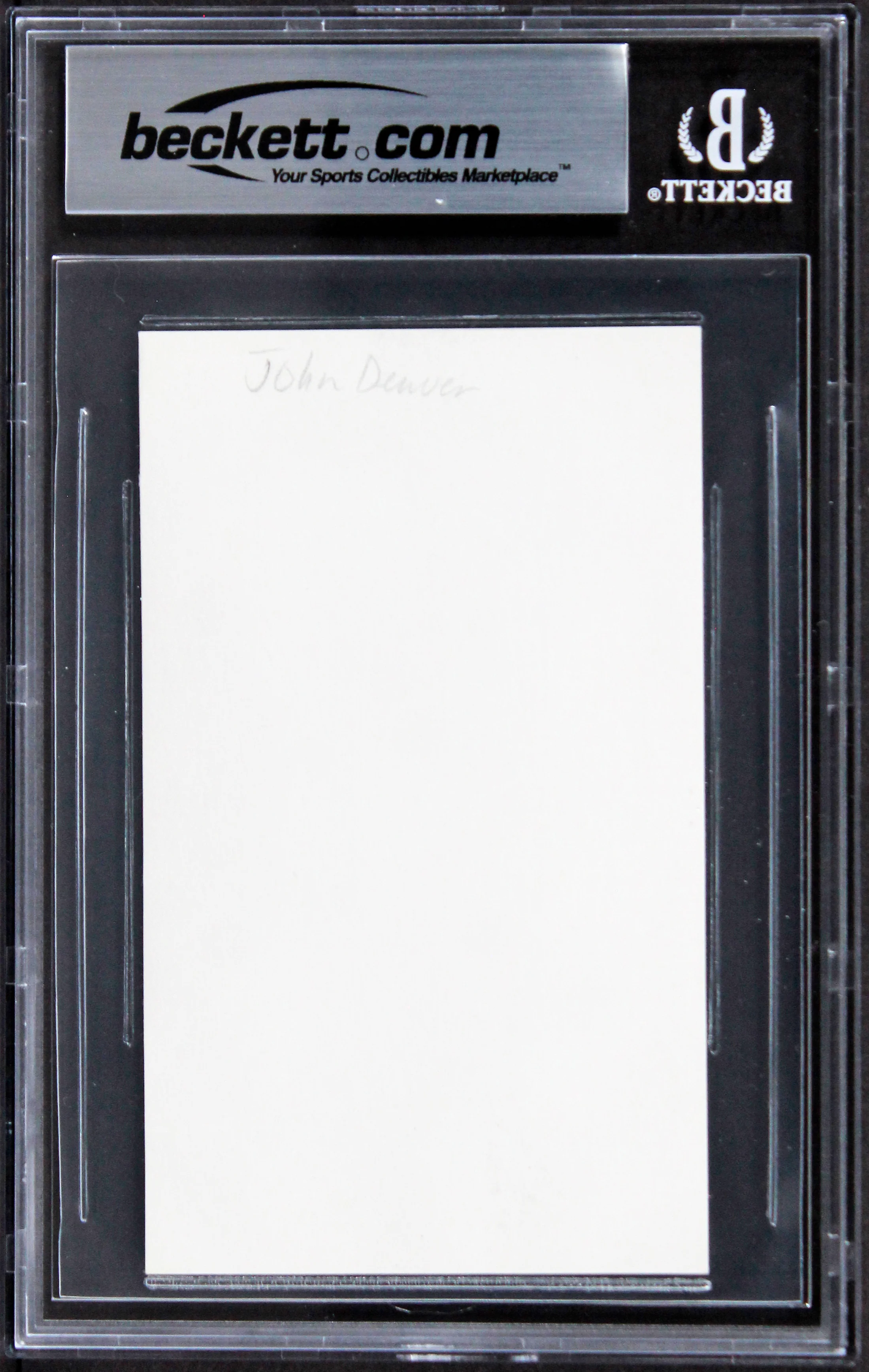 John Denver Singer Authentic Signed 3x5 Index Card Autographed BAS Slabbed 2 - Image 3