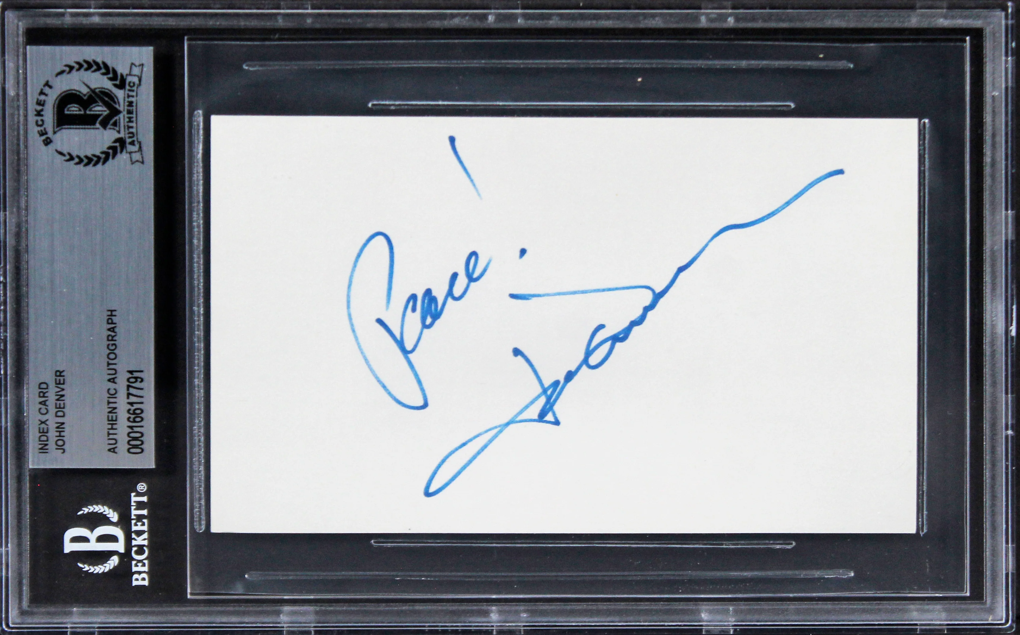 John Denver Singer Authentic Signed 3x5 Index Card Autographed BAS Slabbed 3 - Image 2