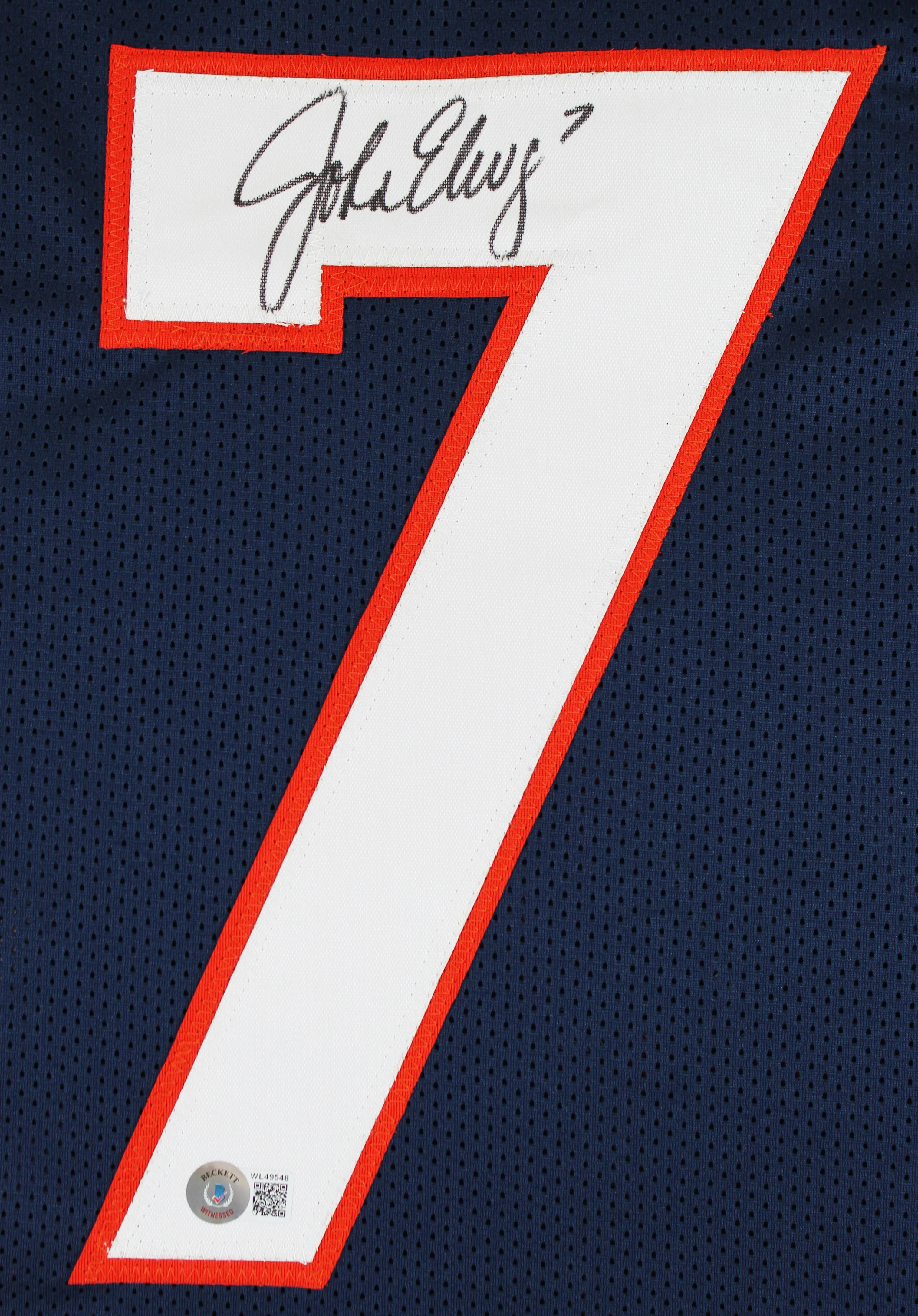 John Elway Authentic Signed Navy Blue Pro Style Jersey BAS Witnessed - Image 3
