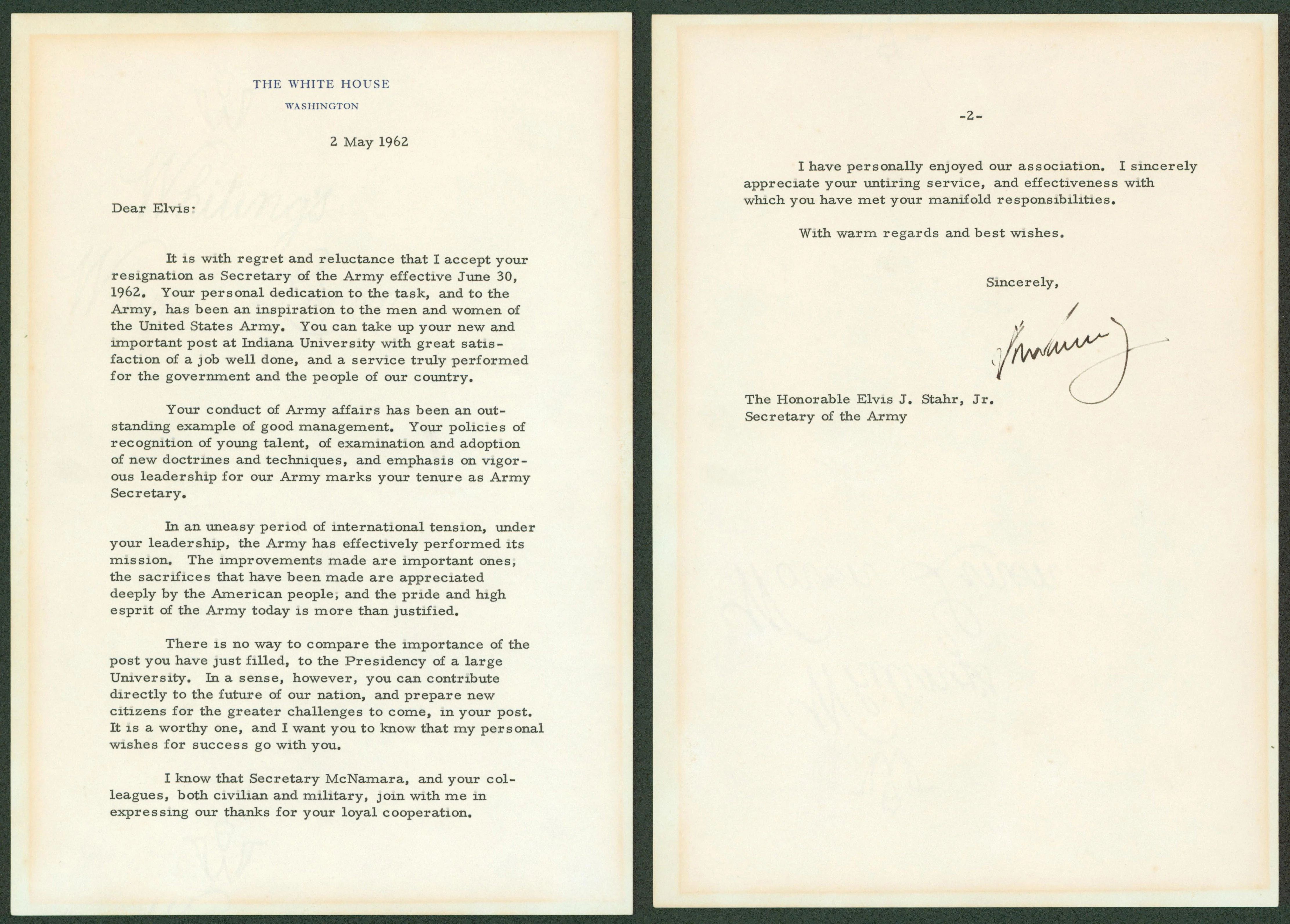 John F. Kennedy Signed 7x10.25 1962 2 Page Letter On White House Letterhead BAS - Image 2