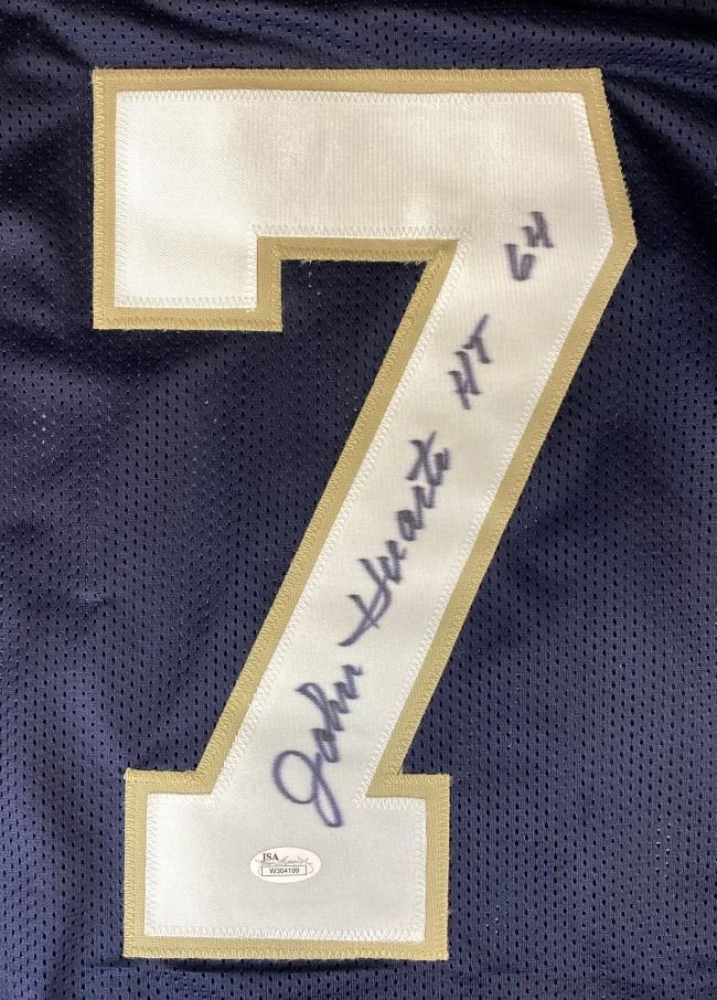 John Huarte Notre Dame Signed Navy Blue Football Jersey HT 64 JSA Hologram - Image 2