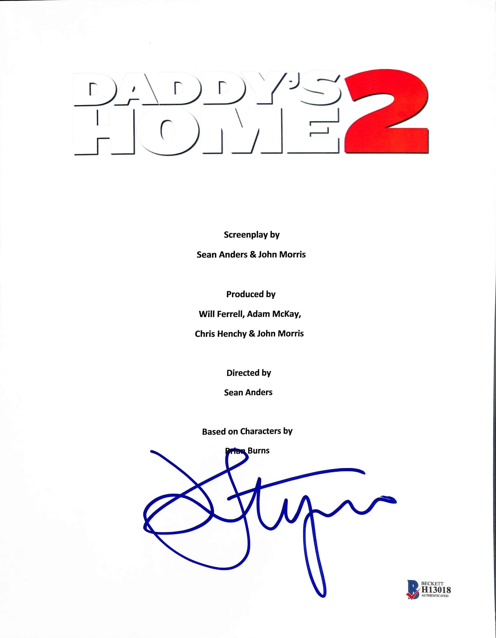 John Lithgow Authentic Signed Daddy's Home 2 Movie Script Cover BAS #H13018 - Image 2