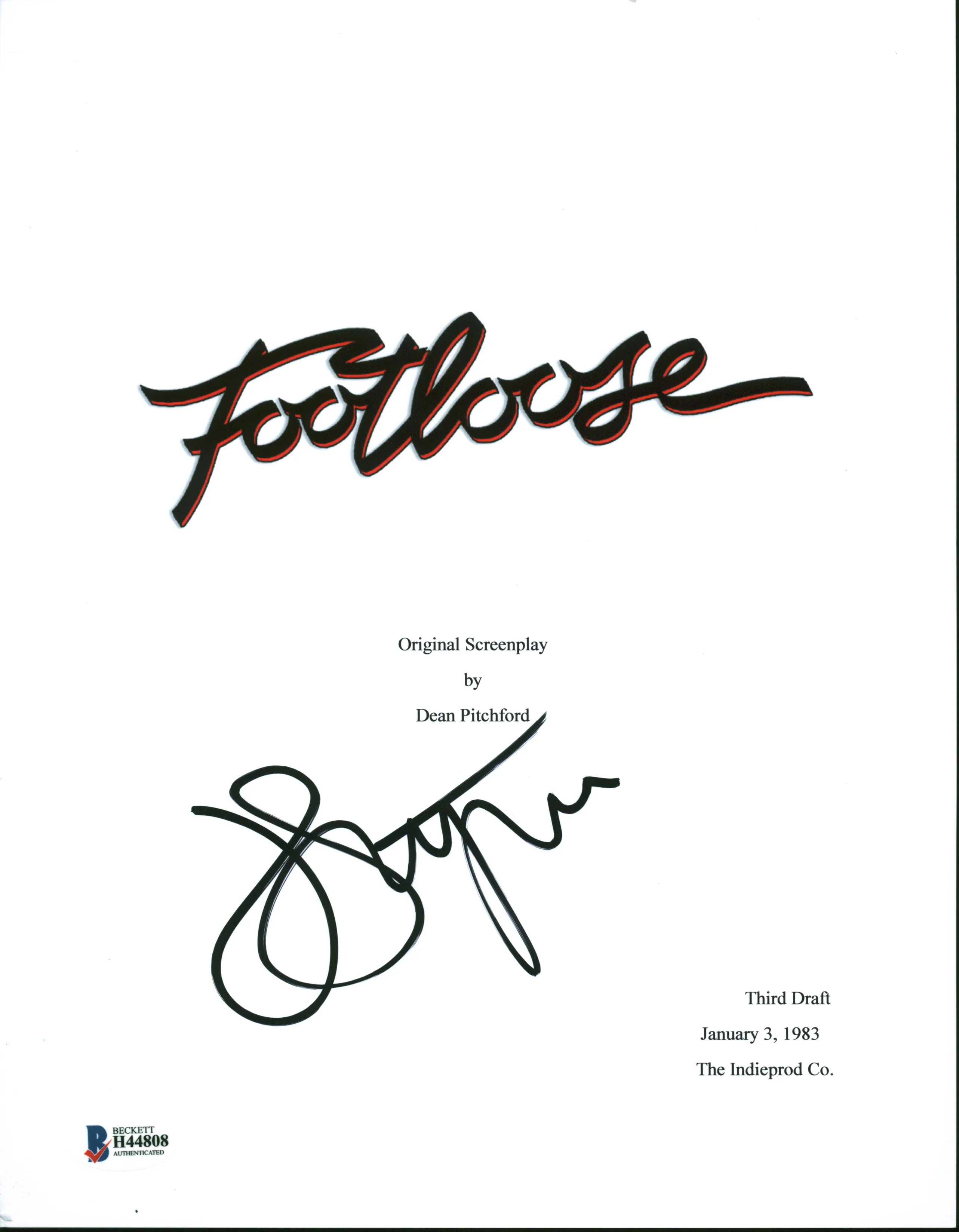 John Lithgow Footloose Authentic Signed Movie Script Cover BAS #H44808