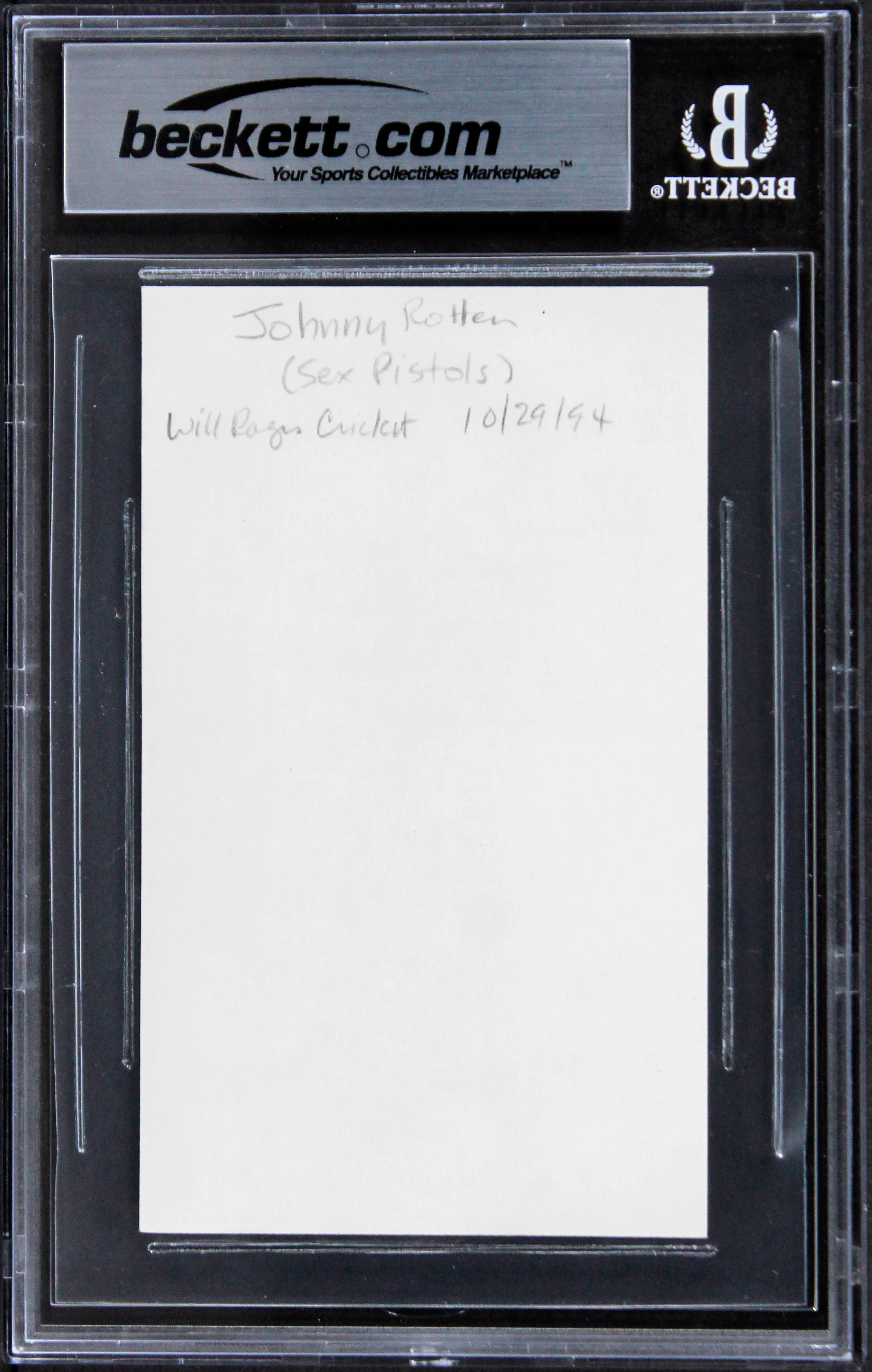 John Rotten Lydon Sex Pistols Authentic Signed 3x5 Index Card BAS Slabbed 2 - Image 3