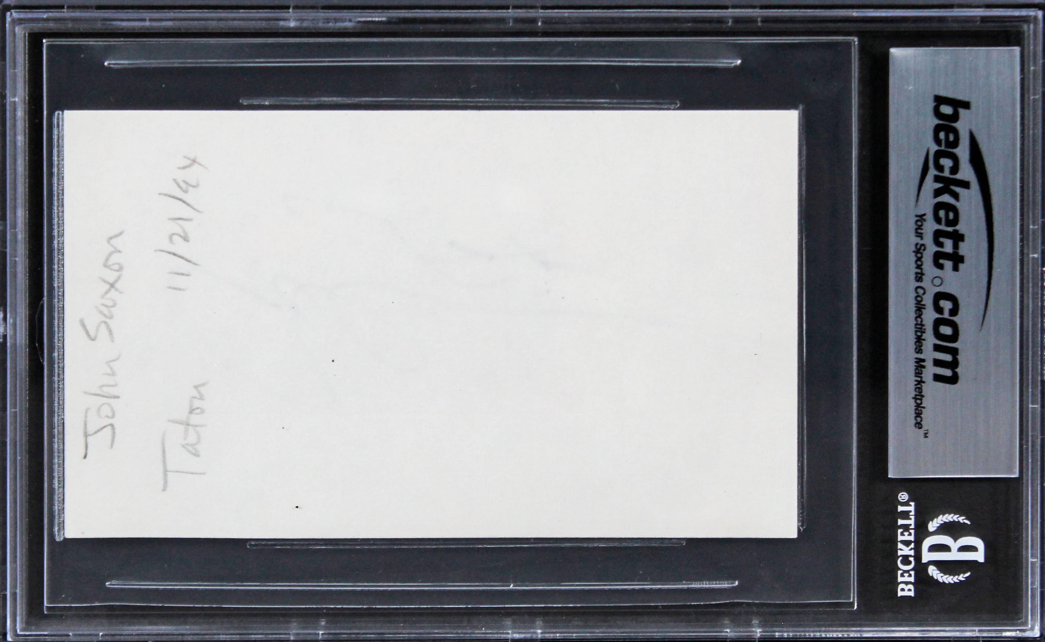 John Saxon Portrait in Black Authentic Signed 3x5 Index Card BAS Slabbed - Image 3