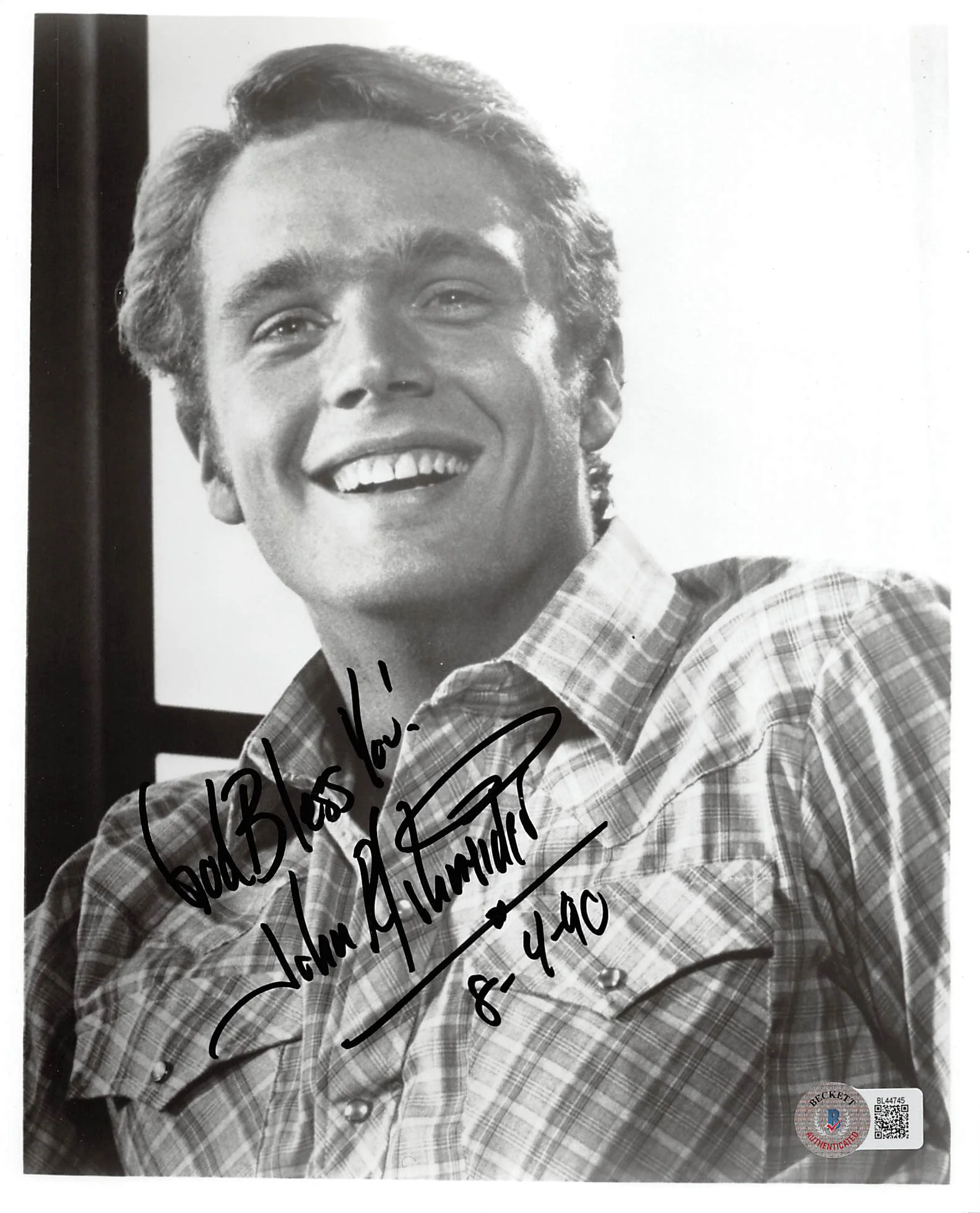 John Schneider Dukes of Hazzard "God Bless You!" Signed 8x10 Photo BAS #BL44745 - Image 2