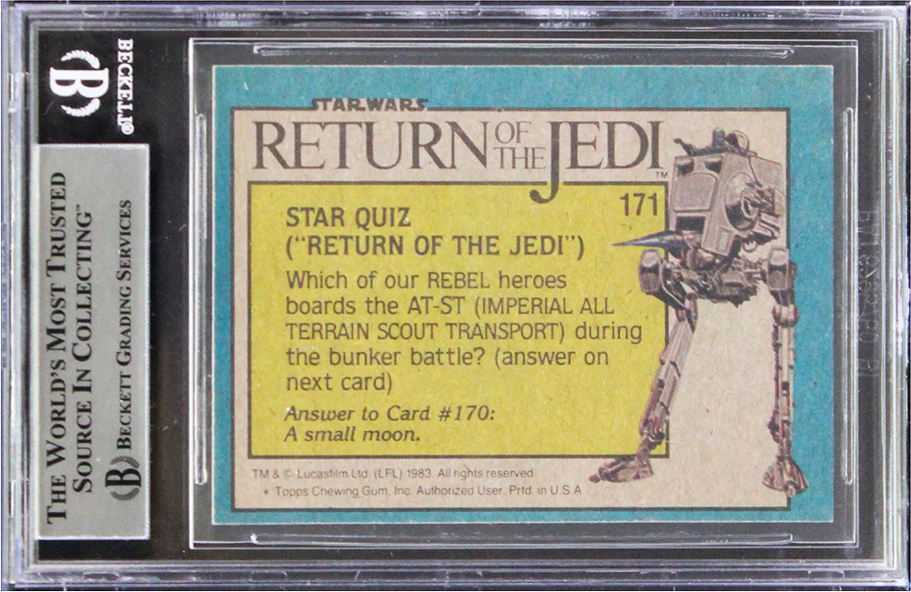 John Schoonraad Signed 1983 Topps Star Wars ROTJ #171 Card BAS Slabbed 1 - Image 3